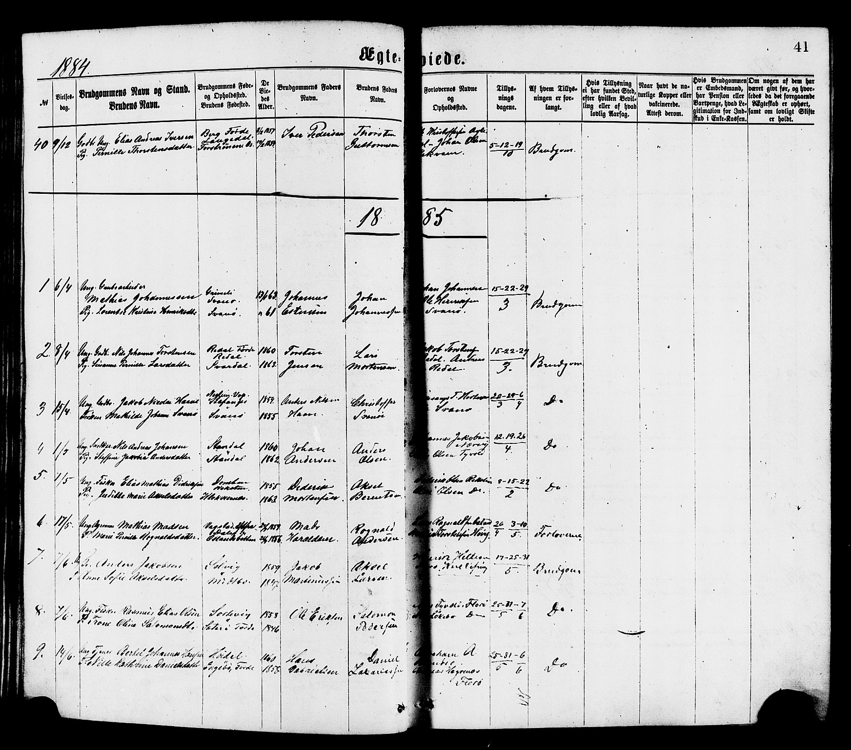 Kinn sokneprestembete, AV/SAB-A-80801/H/Haa/Haaa/L0013: Parish register (official) no. A 13, 1870-1885, p. 41