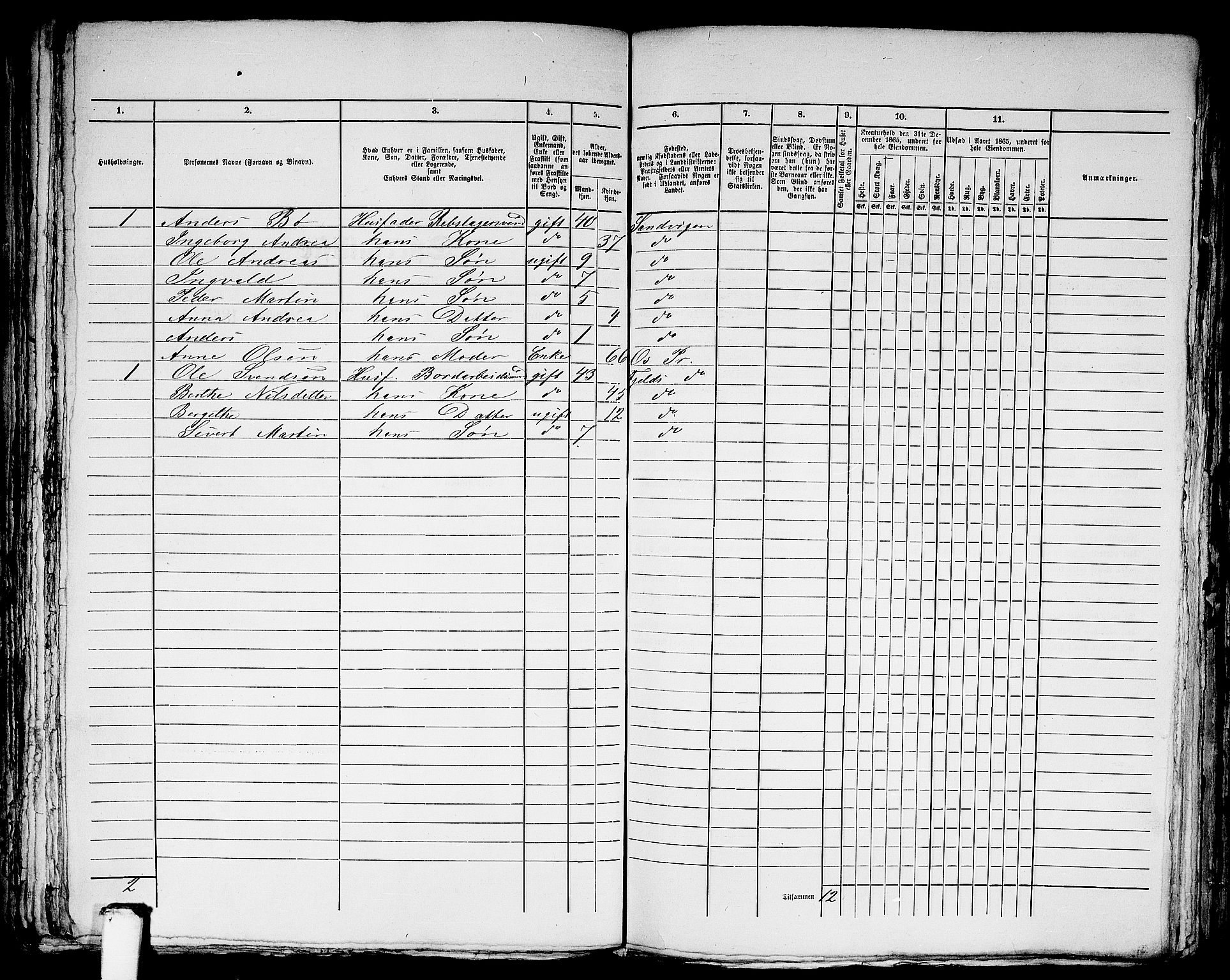 RA, 1865 census for Bergen Landdistrikt/Domkirken og Korskirken, 1865, p. 58