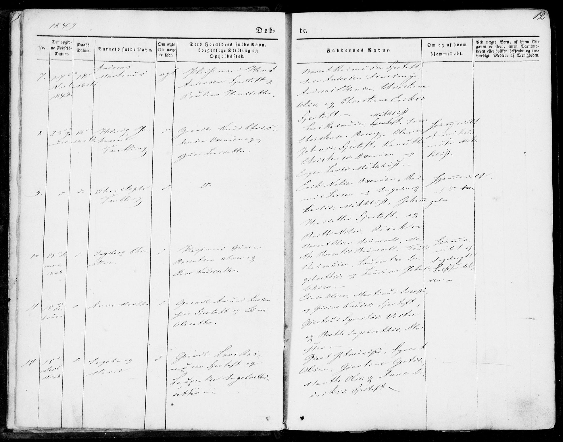 Ministerialprotokoller, klokkerbøker og fødselsregistre - Møre og Romsdal, AV/SAT-A-1454/536/L0497: Parish register (official) no. 536A06, 1845-1865, p. 12