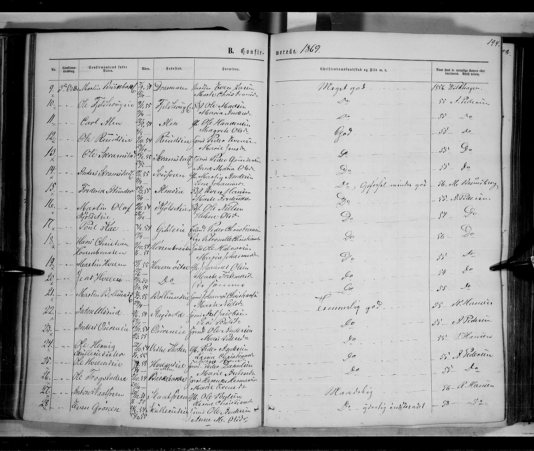 Østre Toten prestekontor, AV/SAH-PREST-104/H/Ha/Haa/L0005: Parish register (official) no. 5, 1866-1877, p. 194