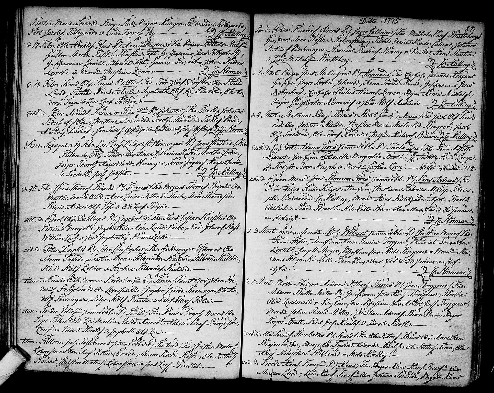 Kongsberg kirkebøker, SAKO/A-22/F/Fa/L0005: Parish register (official) no. I 5, 1769-1782, p. 84