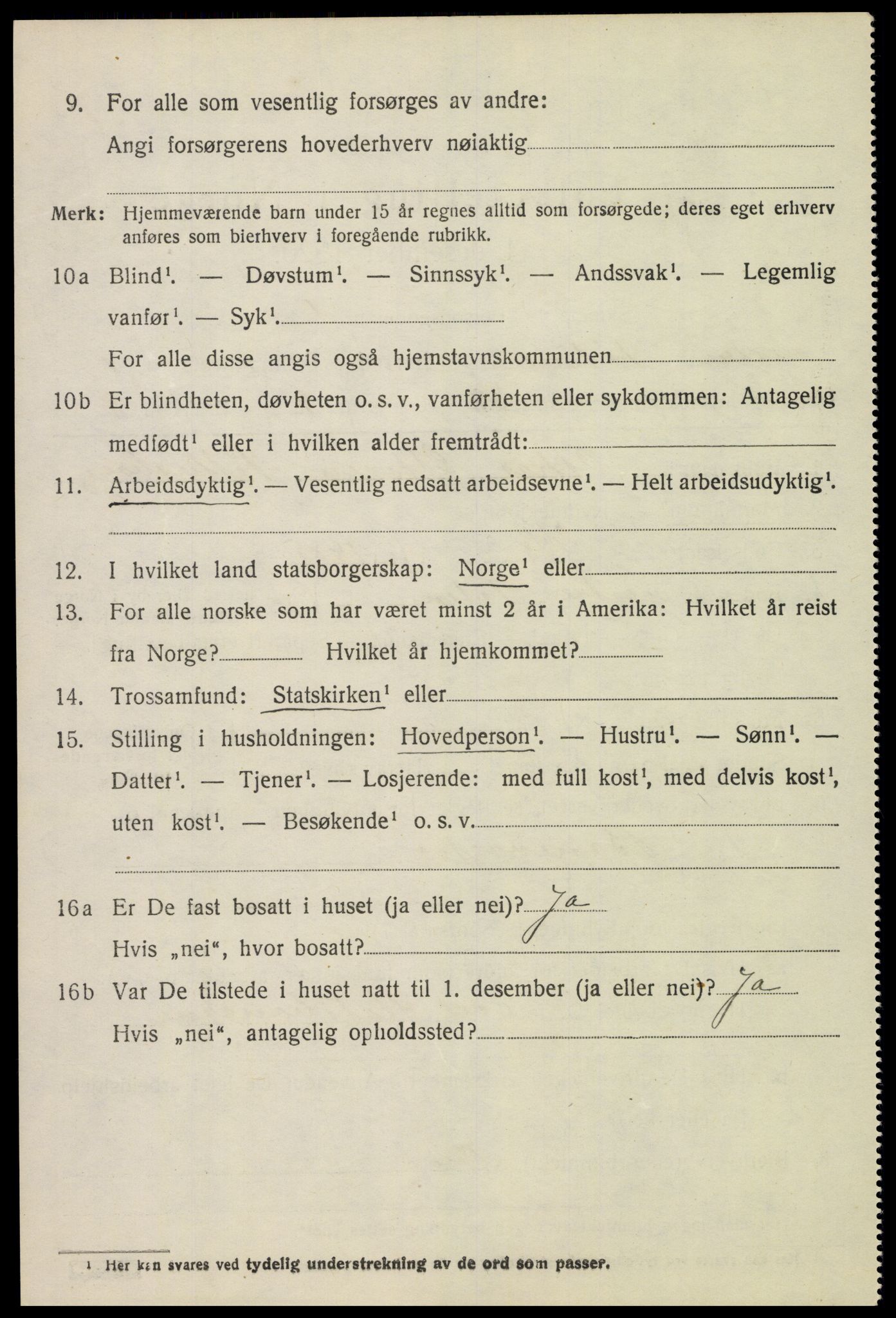 SAH, 1920 census for Vestre Toten, 1920, p. 2303