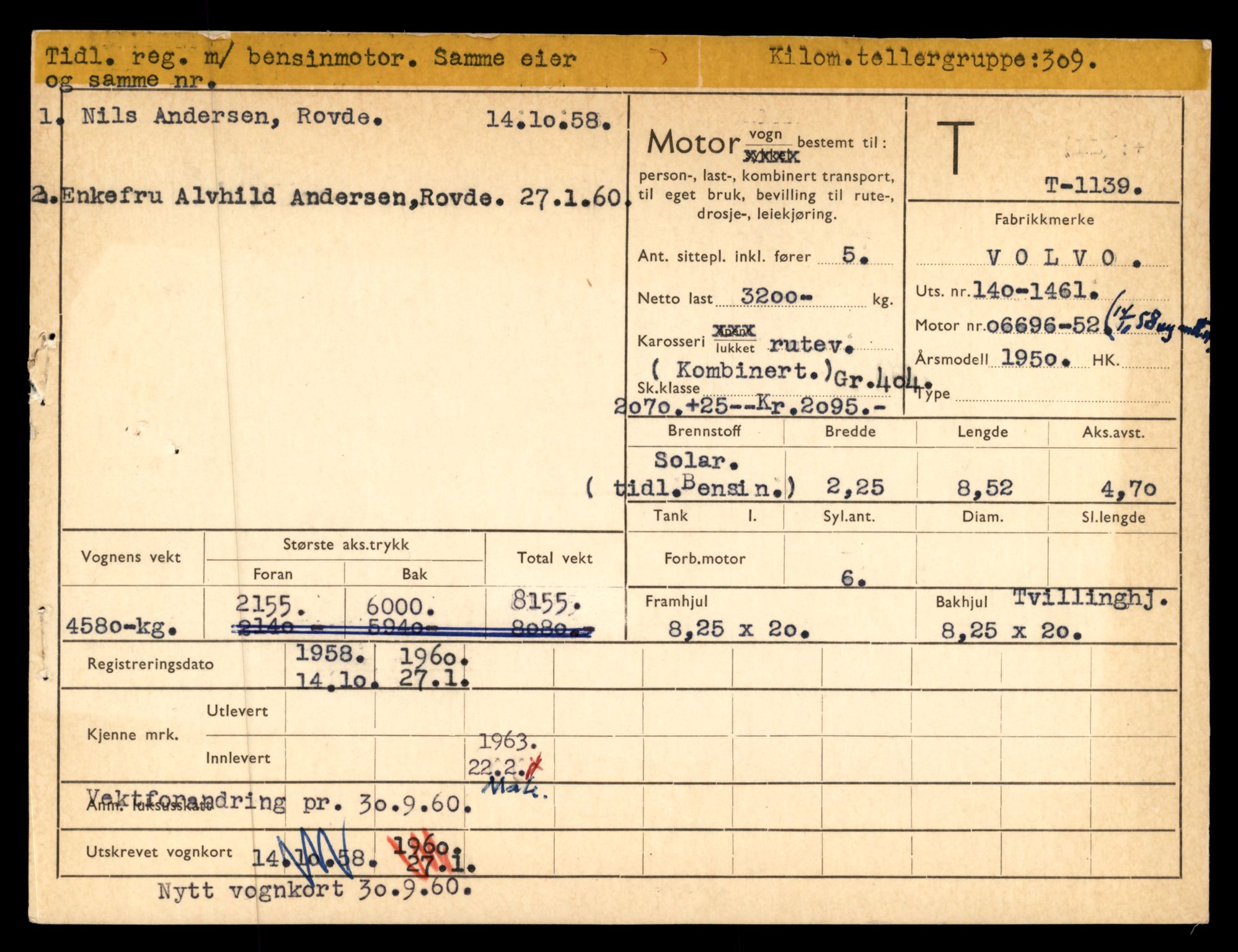 Møre og Romsdal vegkontor - Ålesund trafikkstasjon, AV/SAT-A-4099/F/Fe/L0010: Registreringskort for kjøretøy T 1050 - T 1169, 1927-1998, p. 2485