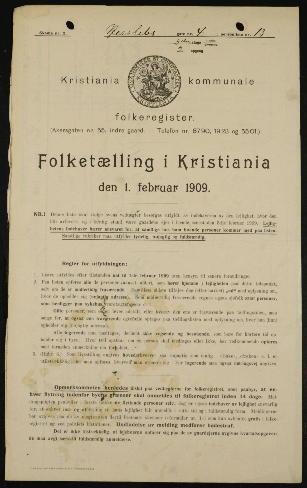 OBA, Municipal Census 1909 for Kristiania, 1909, p. 35548