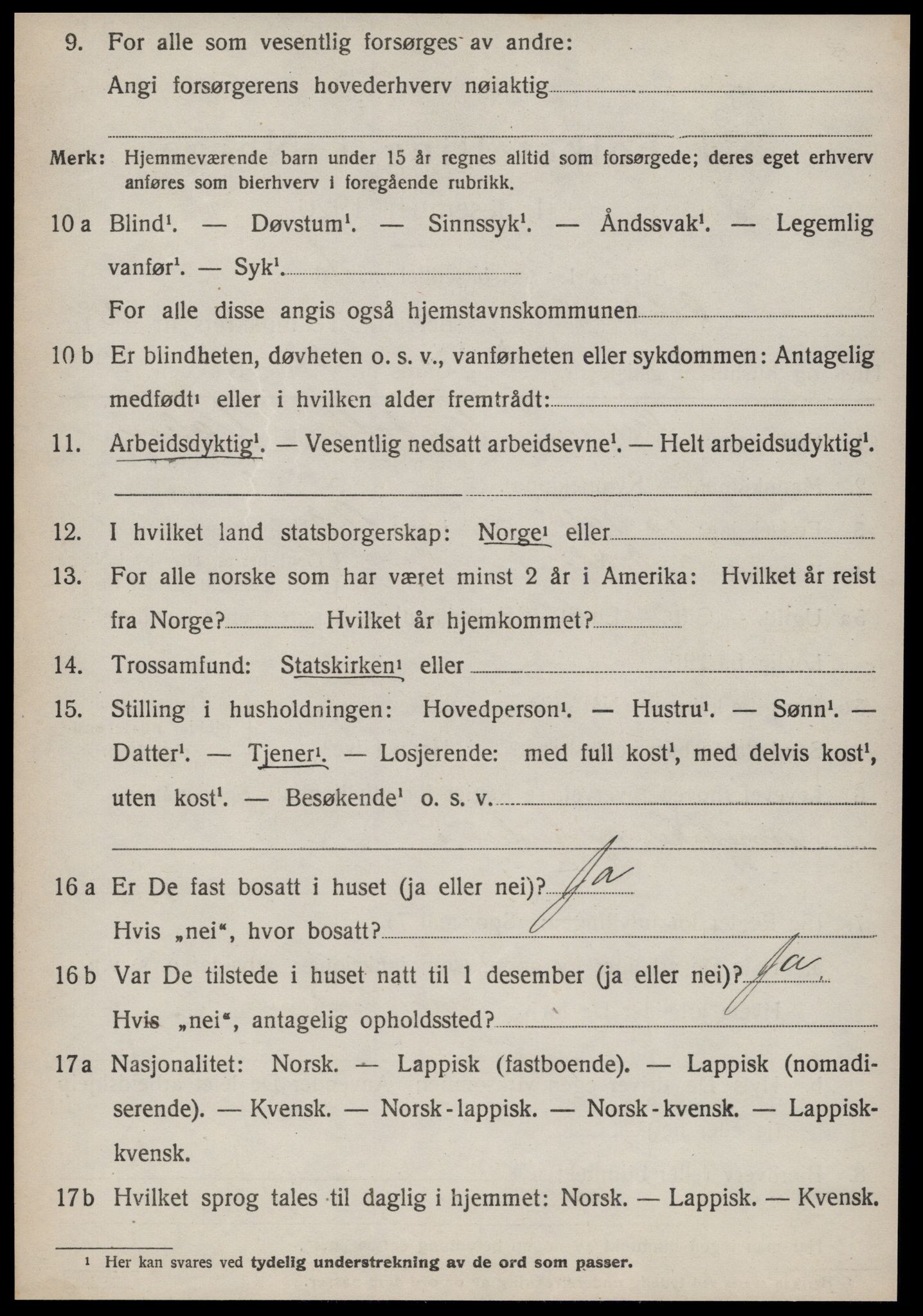 SAT, 1920 census for Orkland, 1920, p. 1685