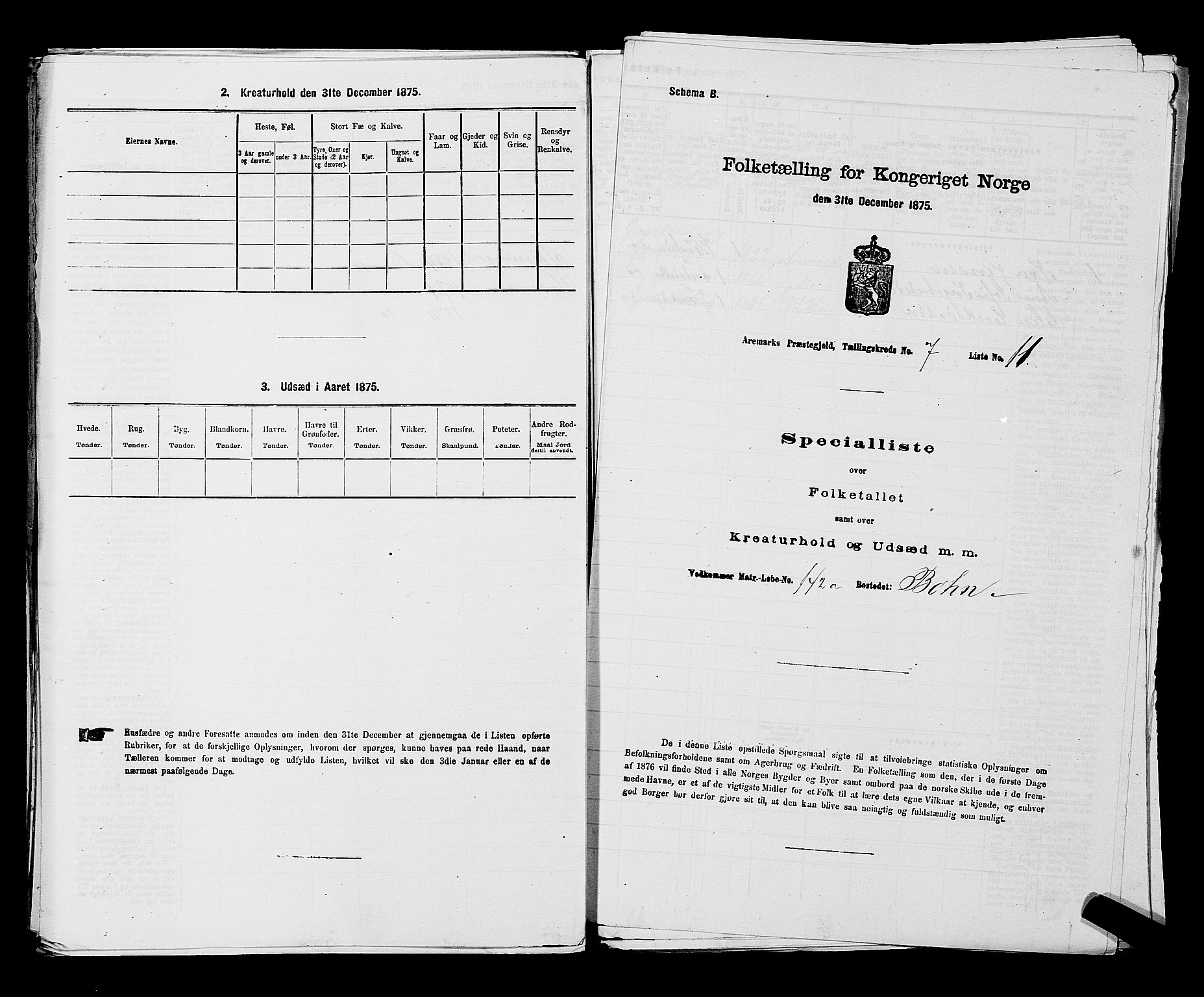 RA, 1875 census for 0118P Aremark, 1875, p. 992