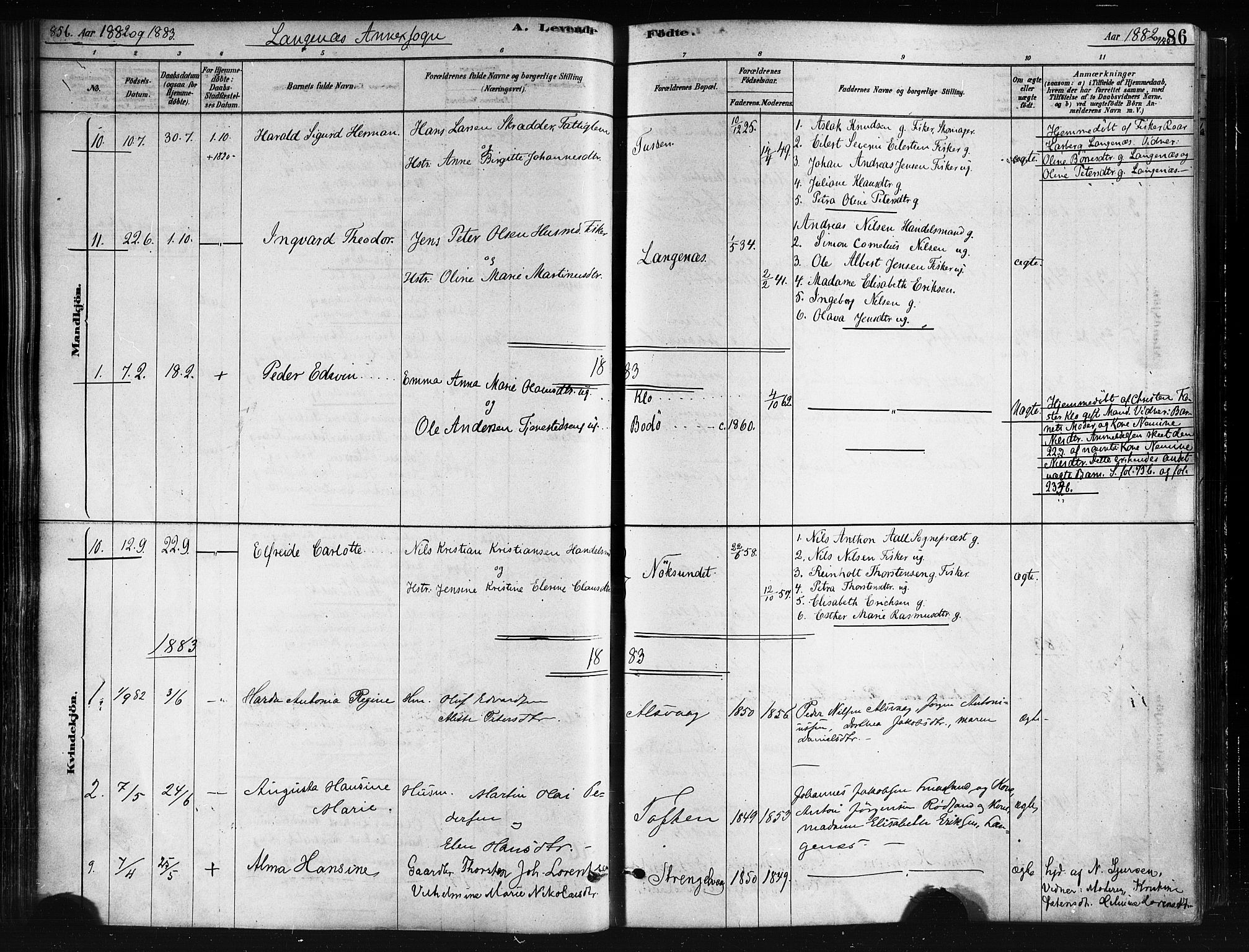 Ministerialprotokoller, klokkerbøker og fødselsregistre - Nordland, AV/SAT-A-1459/893/L1335: Parish register (official) no. 893A08 /2, 1878-1884, p. 86