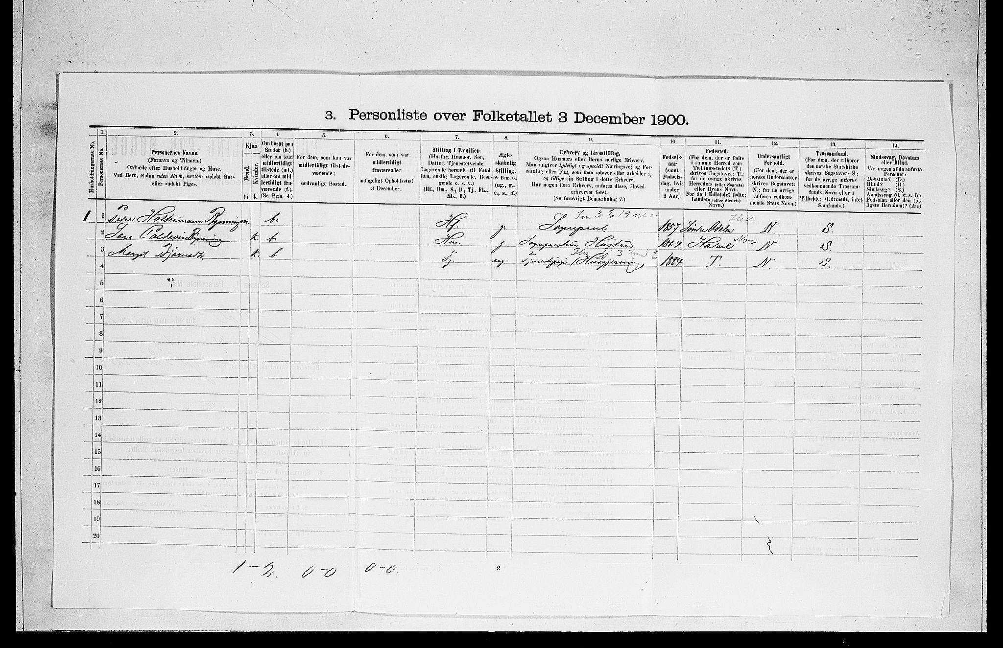 RA, 1900 census for Gol, 1900, p. 536