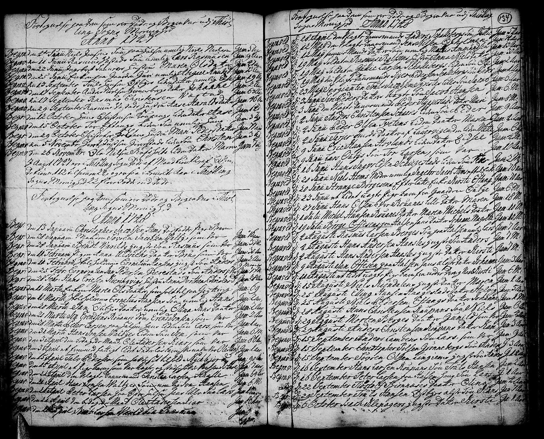 Tjølling kirkebøker, SAKO/A-60/F/Fa/L0003: Parish register (official) no. 3, 1735-1778, p. 134