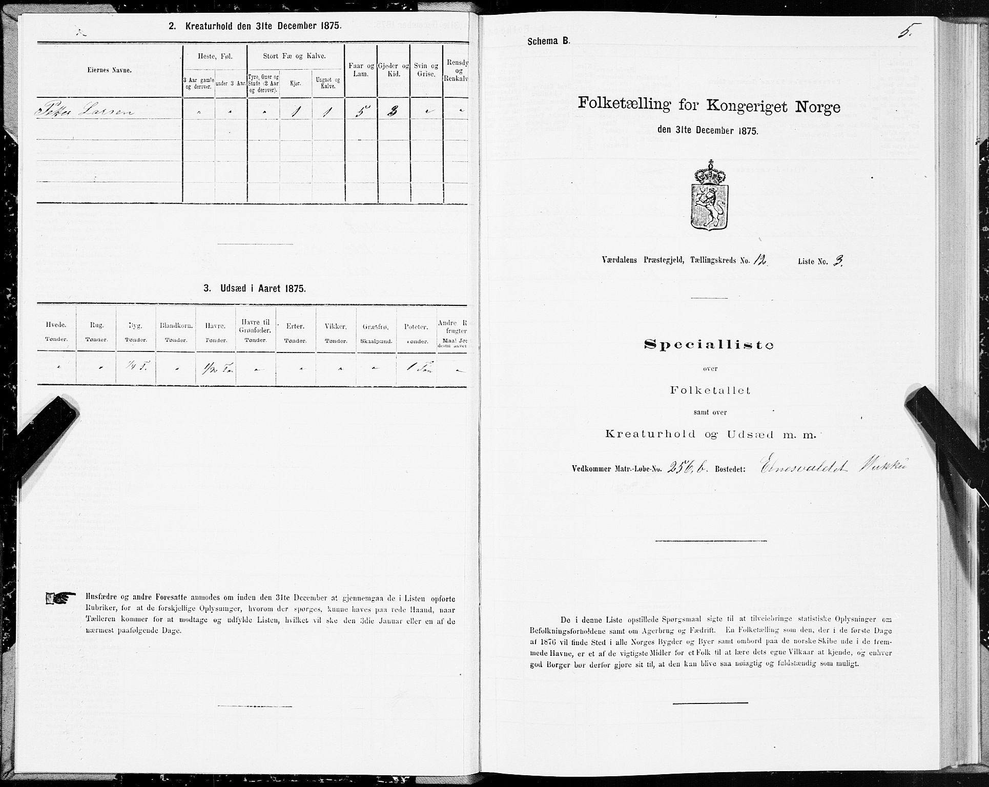 SAT, 1875 census for 1721P Verdal, 1875, p. 7005