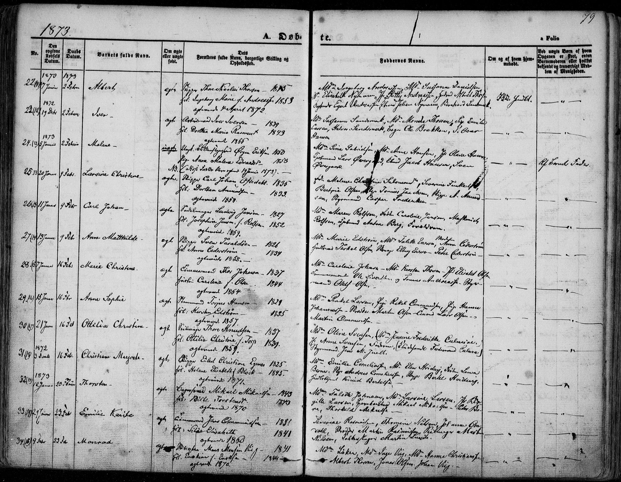 Domkirken sokneprestkontor, AV/SAST-A-101812/001/30/30BA/L0022: Parish register (official) no. A 21, 1868-1877, p. 79