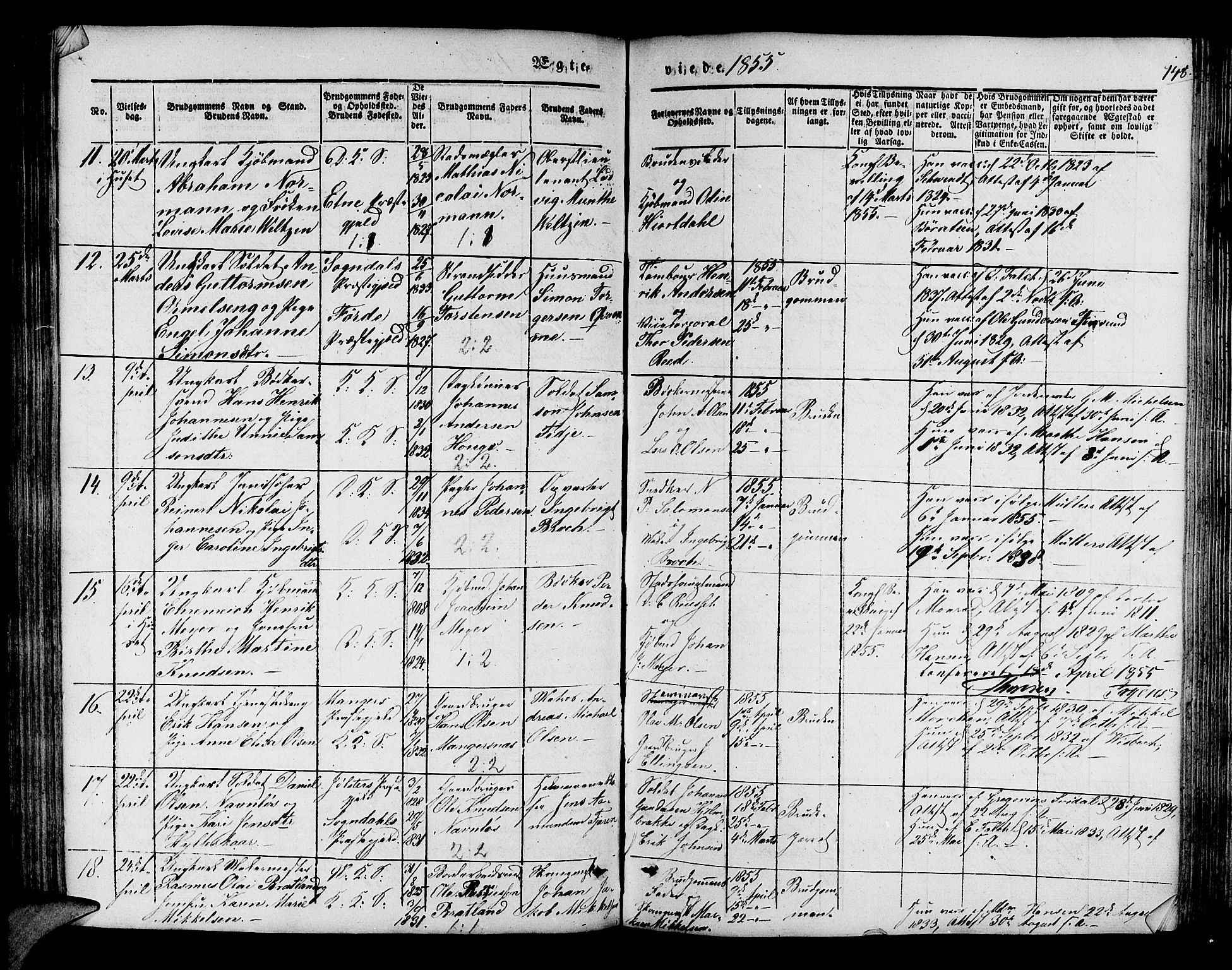 Korskirken sokneprestembete, SAB/A-76101/H/Hab: Parish register (copy) no. D 1, 1840-1867, p. 148