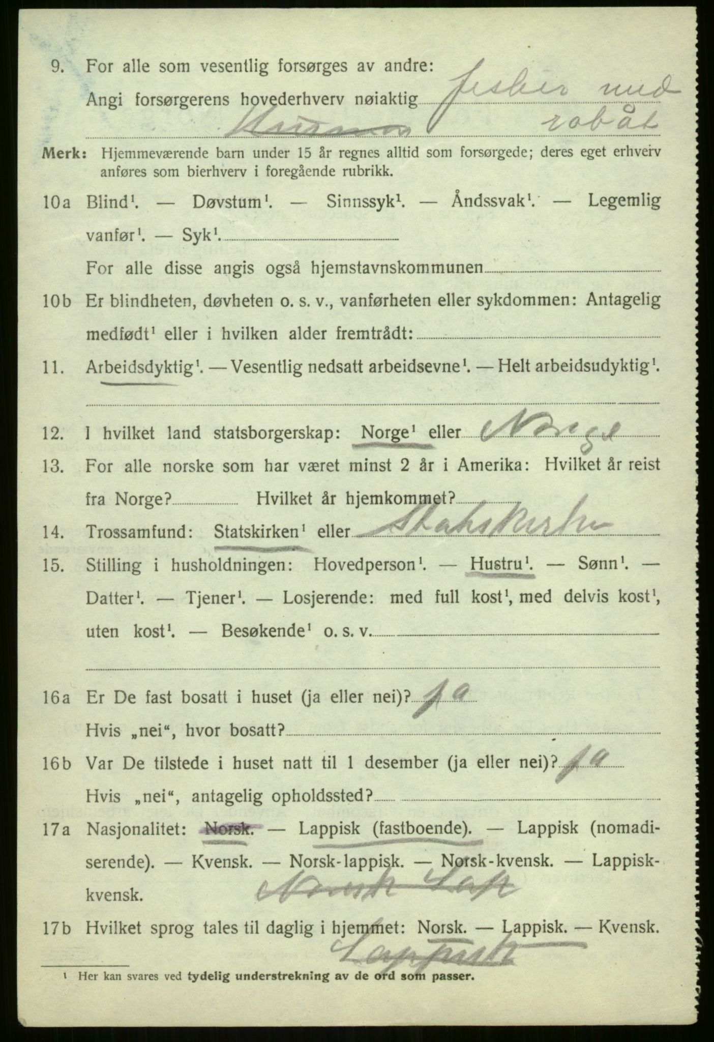 SATØ, 1920 census for Lyngen, 1920, p. 4068