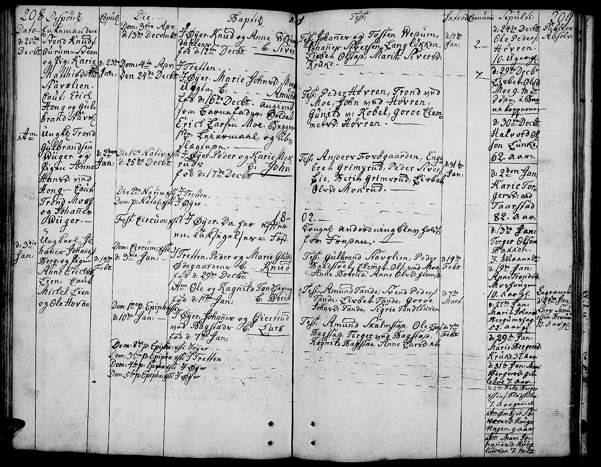 Øyer prestekontor, AV/SAH-PREST-084/H/Ha/Haa/L0003: Parish register (official) no. 3, 1784-1824, p. 208-209