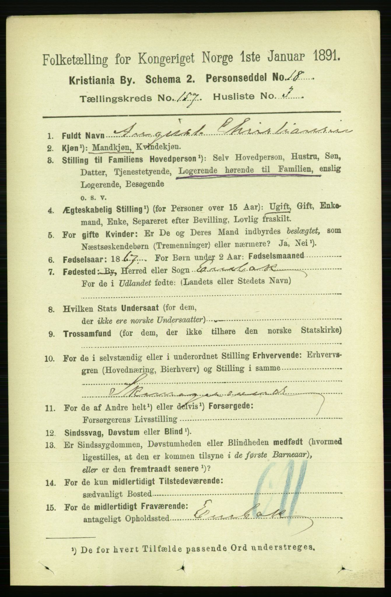 RA, 1891 census for 0301 Kristiania, 1891, p. 89287
