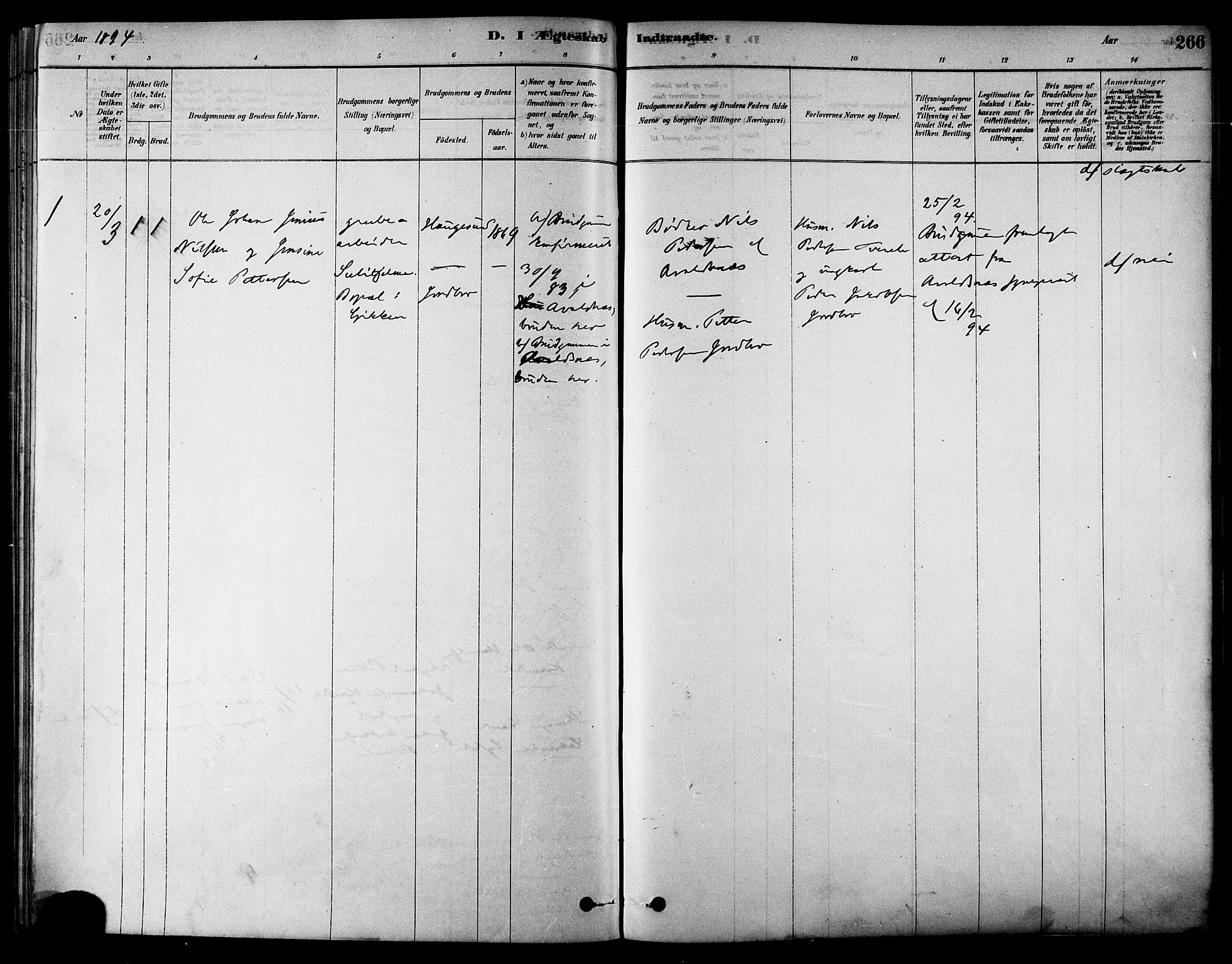 Ministerialprotokoller, klokkerbøker og fødselsregistre - Nordland, SAT/A-1459/852/L0740: Parish register (official) no. 852A10, 1878-1894, p. 266