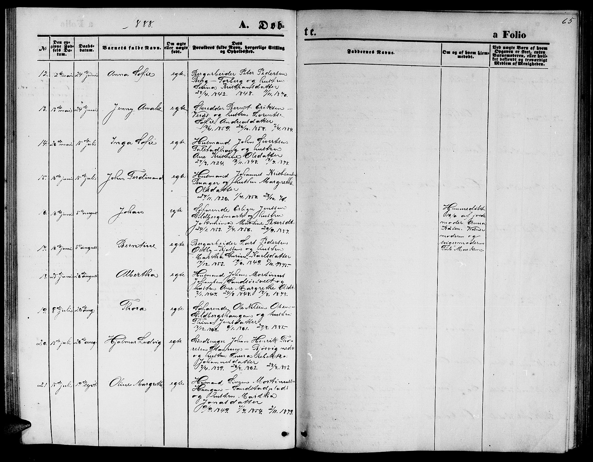 Ministerialprotokoller, klokkerbøker og fødselsregistre - Nord-Trøndelag, SAT/A-1458/722/L0225: Parish register (copy) no. 722C01, 1871-1888, p. 65