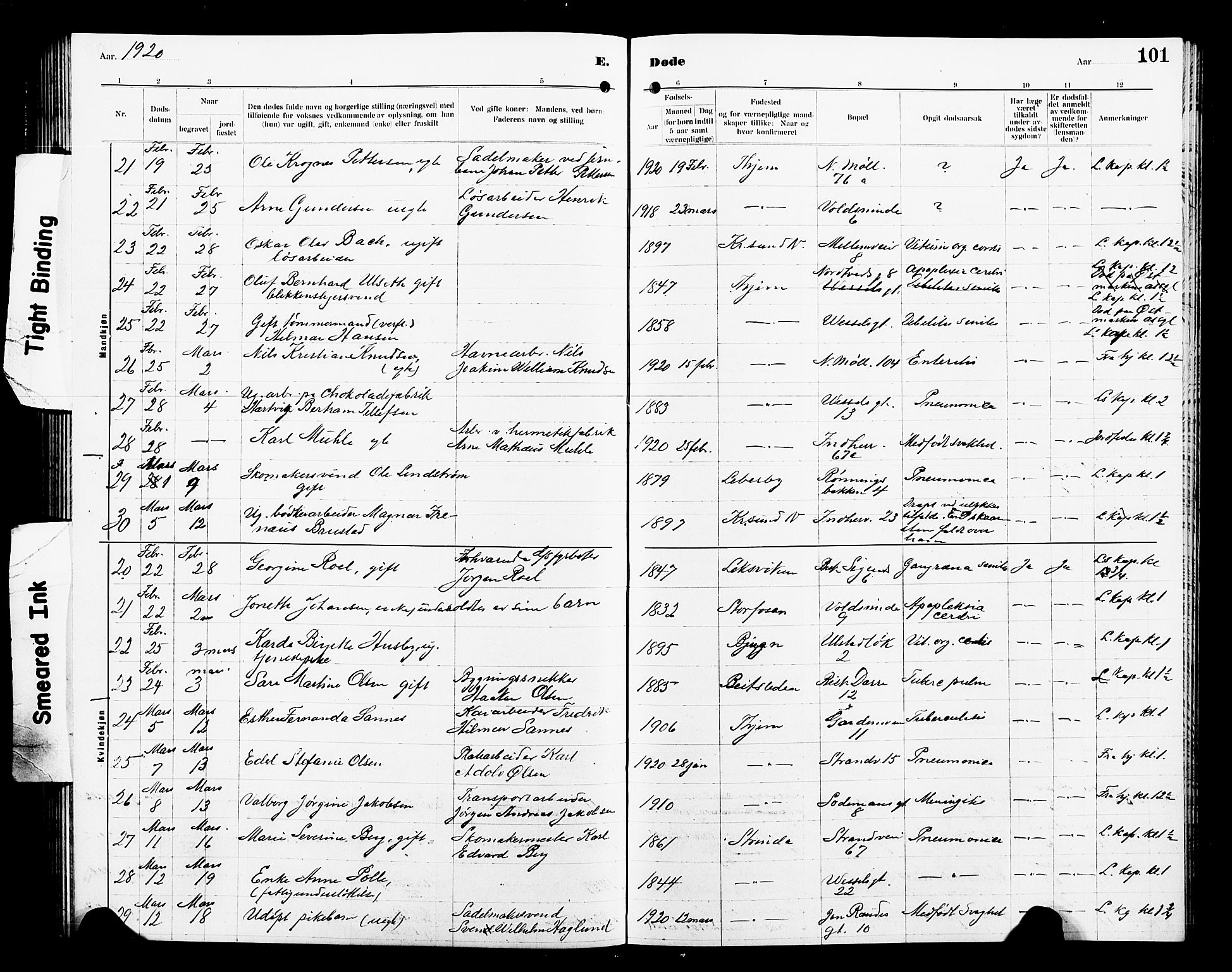 Ministerialprotokoller, klokkerbøker og fødselsregistre - Sør-Trøndelag, AV/SAT-A-1456/605/L0257: Parish register (copy) no. 605C04, 1916-1922, p. 101