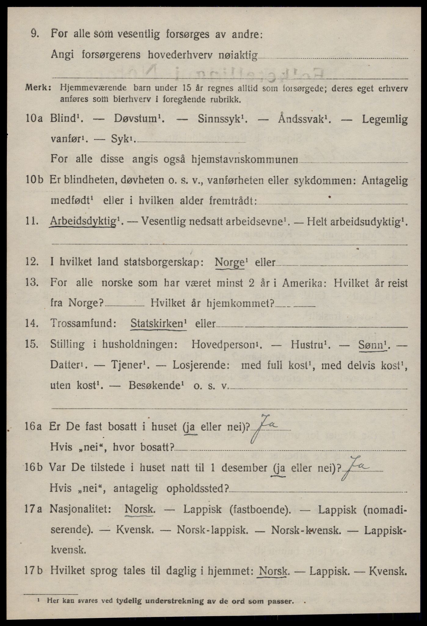 SAT, 1920 census for Klæbu, 1920, p. 2075