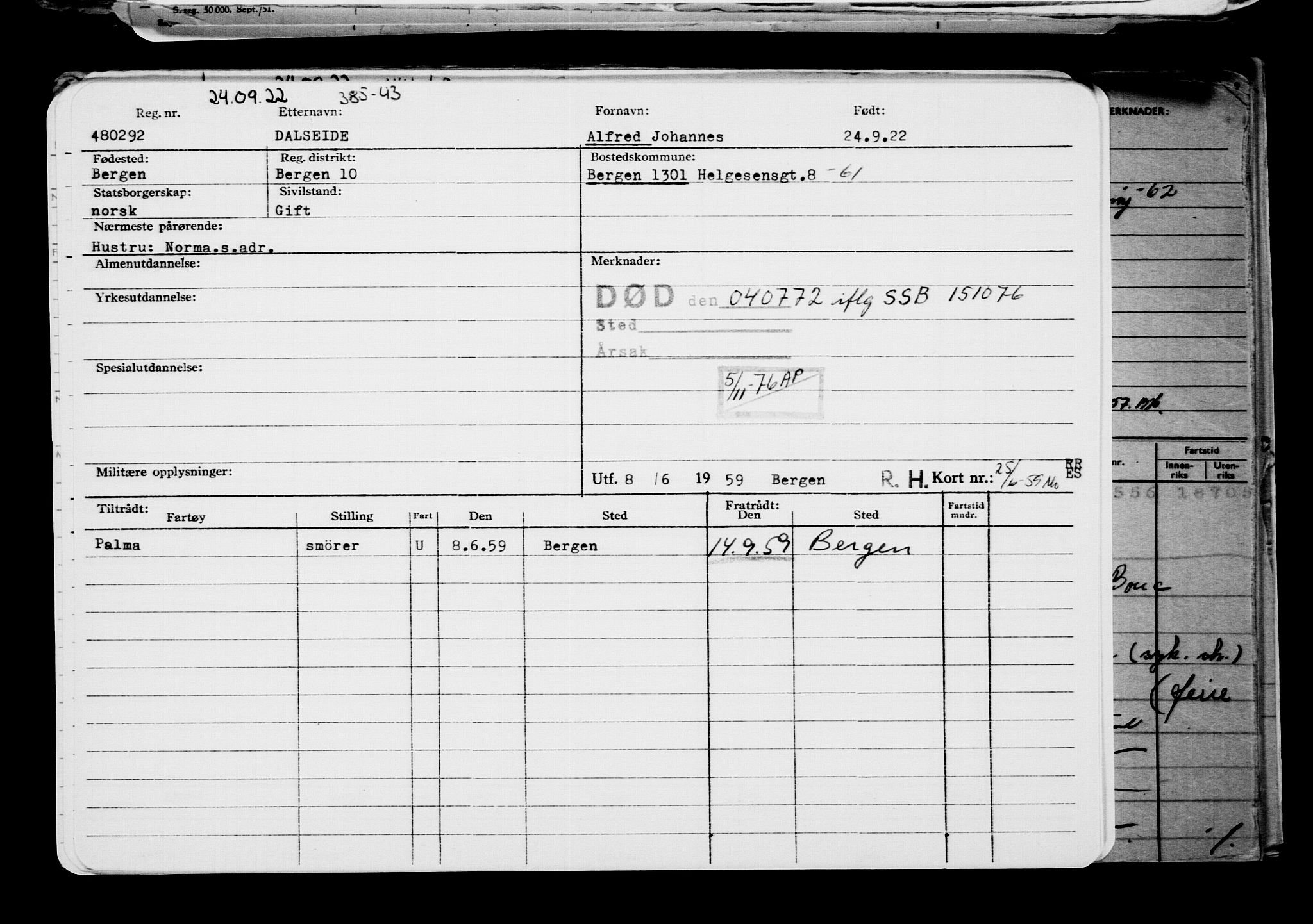 Direktoratet for sjømenn, AV/RA-S-3545/G/Gb/L0210: Hovedkort, 1922, p. 800