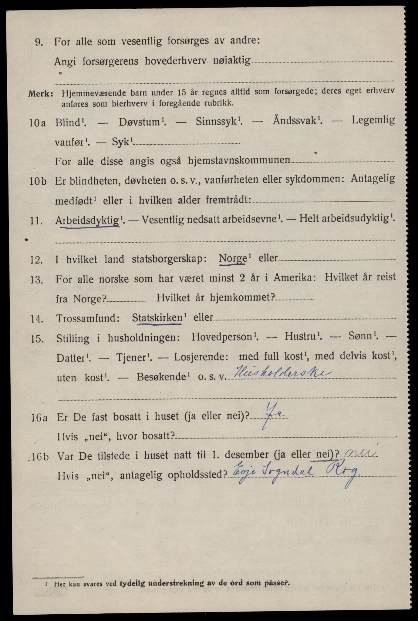 SAST, 1920 census for Heskestad, 1920, p. 1416