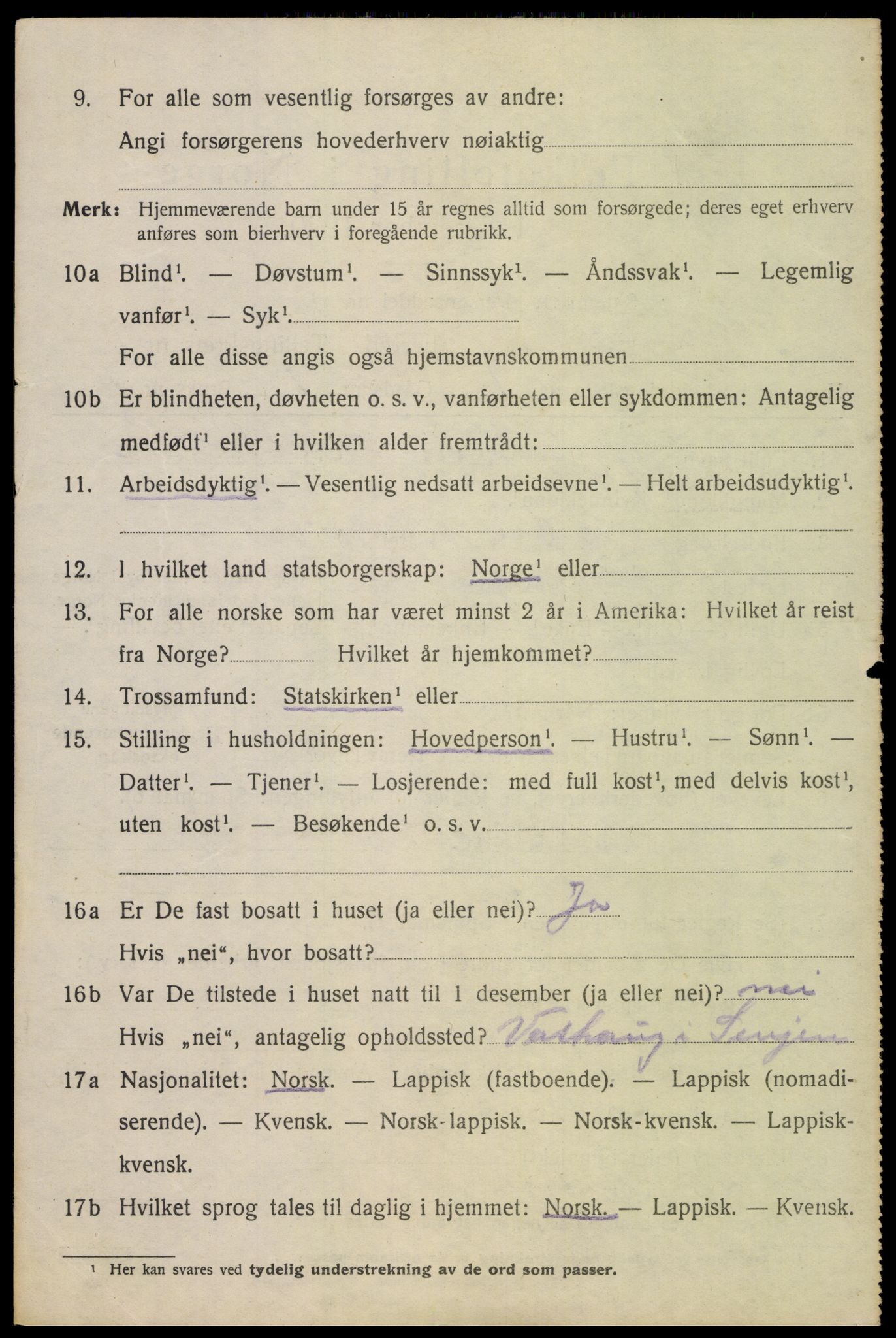 SAT, 1920 census for Lødingen, 1920, p. 1026