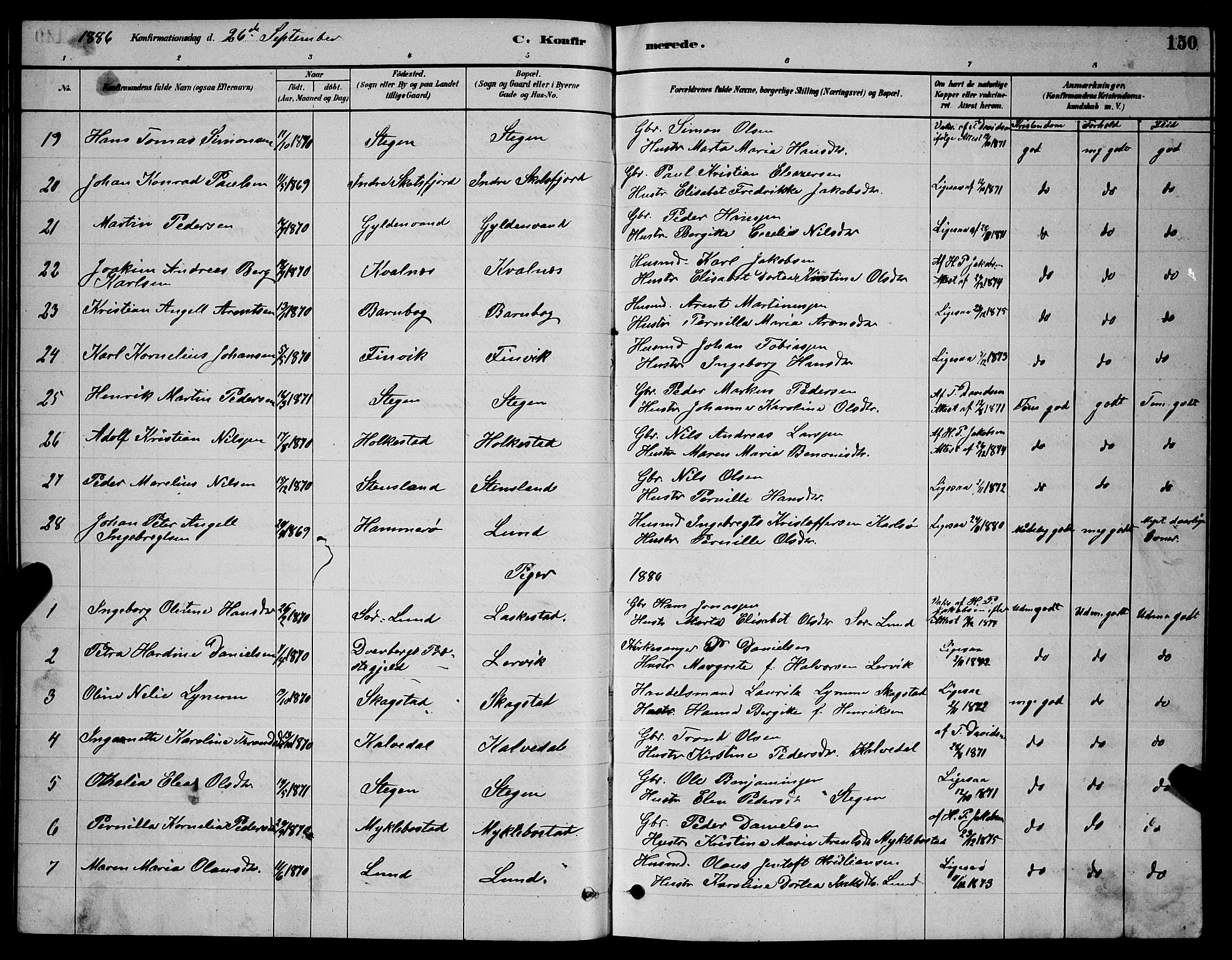 Ministerialprotokoller, klokkerbøker og fødselsregistre - Nordland, AV/SAT-A-1459/855/L0816: Parish register (copy) no. 855C05, 1879-1894, p. 150