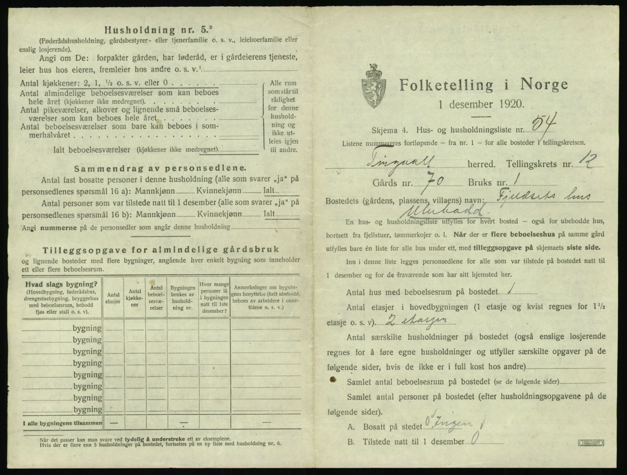 SAT, 1920 census for Tingvoll, 1920, p. 962