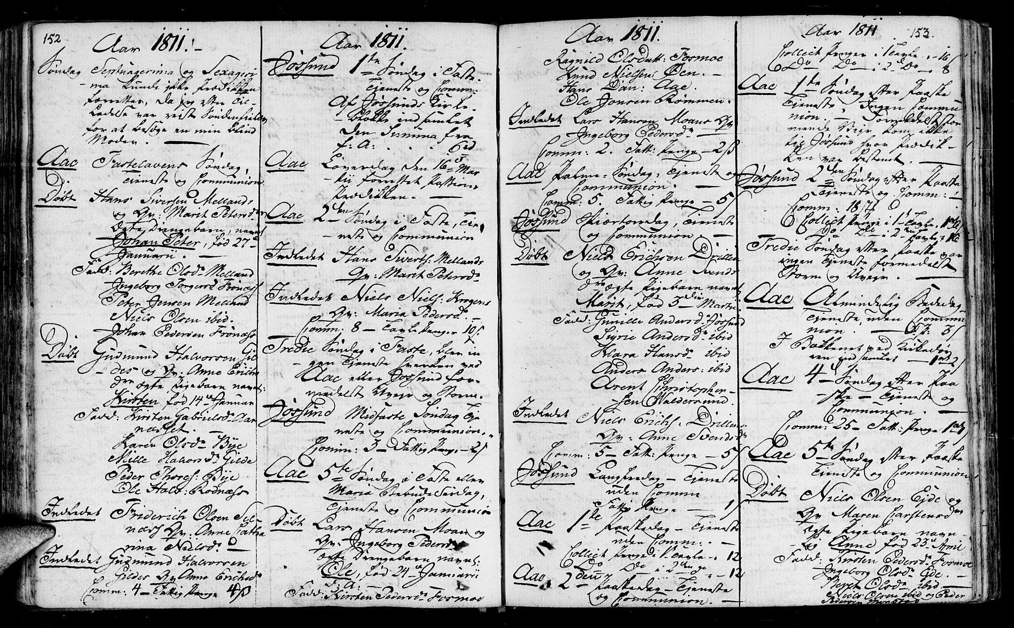 Ministerialprotokoller, klokkerbøker og fødselsregistre - Sør-Trøndelag, SAT/A-1456/655/L0674: Parish register (official) no. 655A03, 1802-1826, p. 152-153