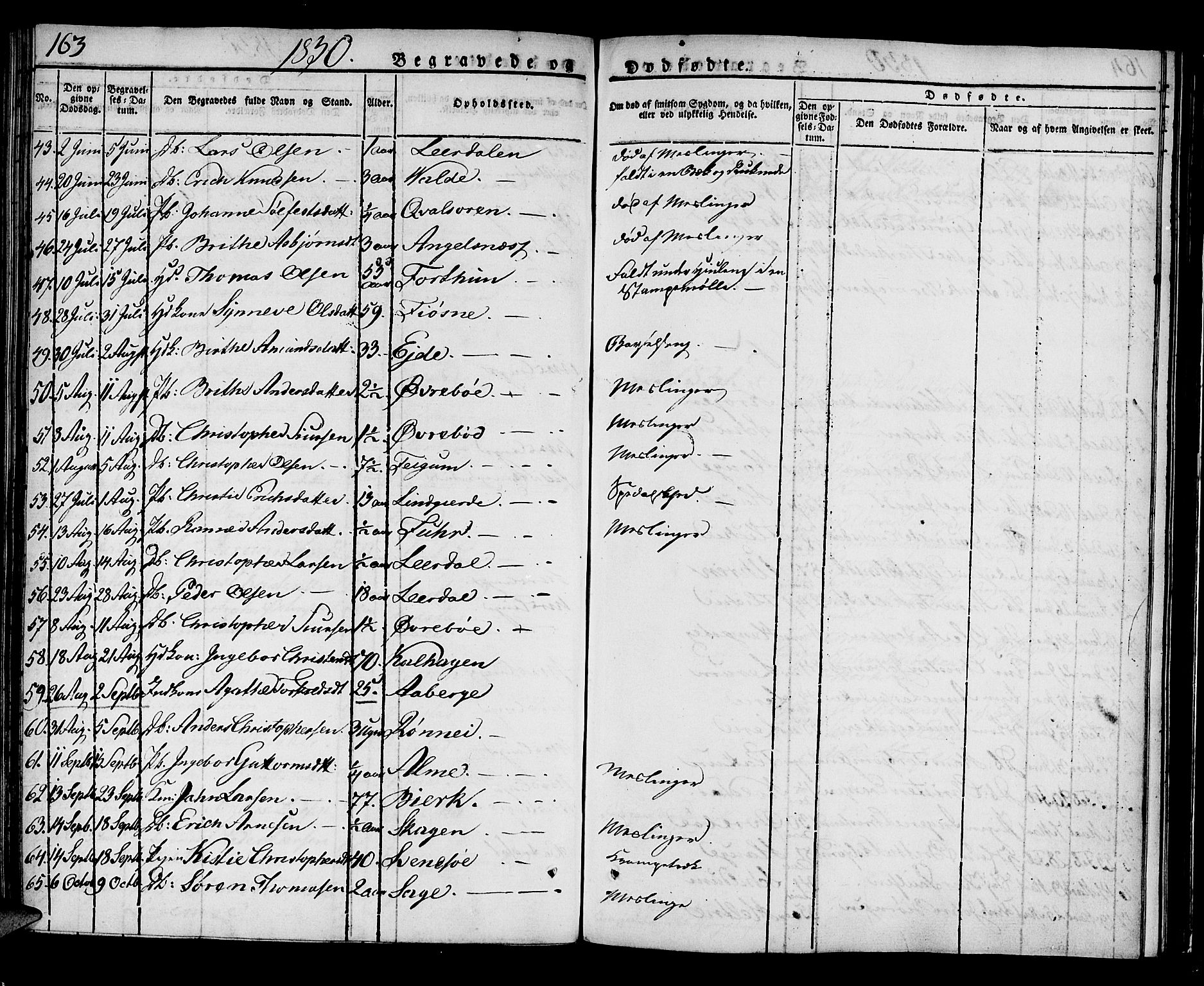 Luster sokneprestembete, AV/SAB-A-81101/H/Haa/Haaa/L0004: Parish register (official) no. A 4, 1821-1832, p. 163