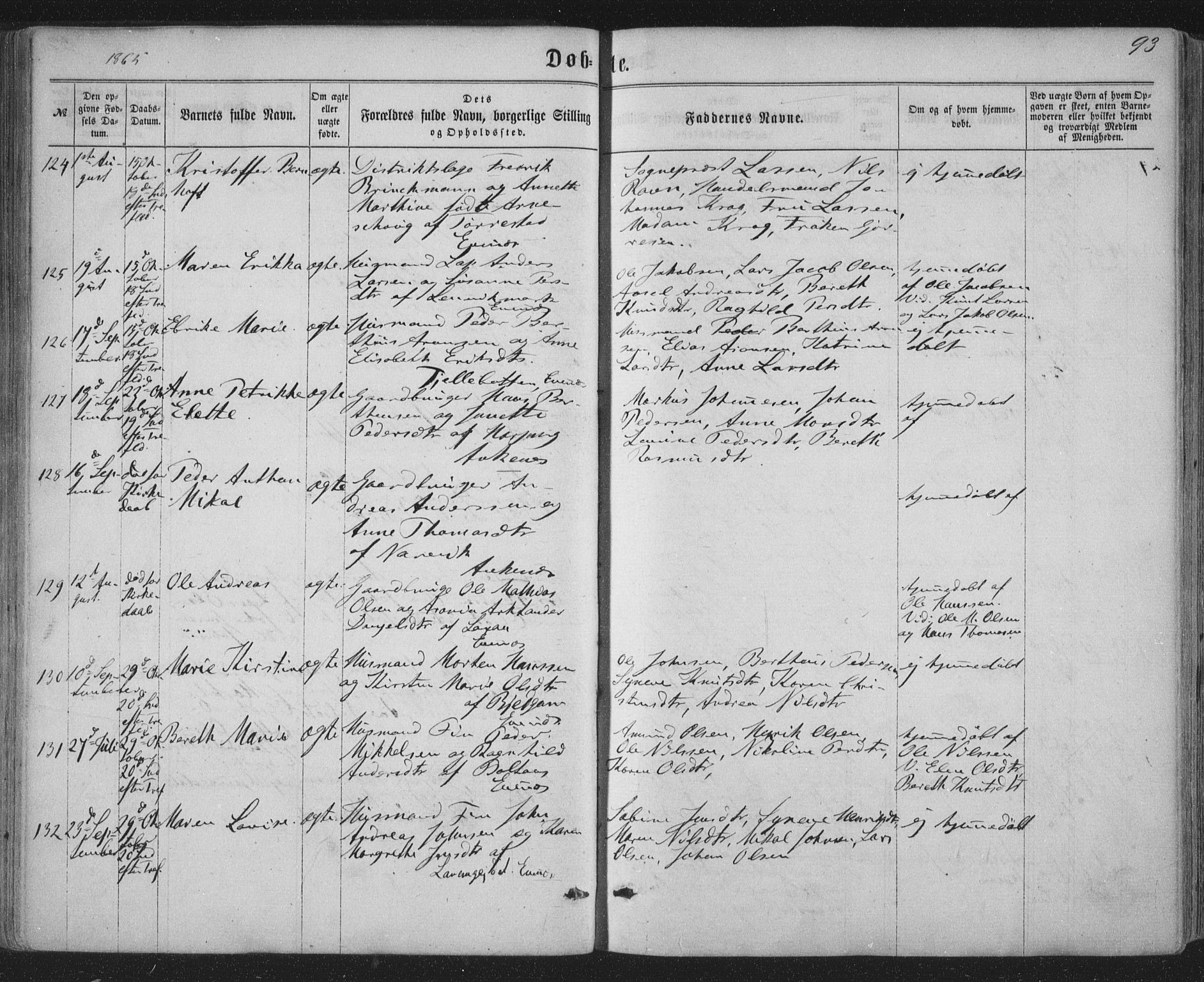 Ministerialprotokoller, klokkerbøker og fødselsregistre - Nordland, SAT/A-1459/863/L0896: Parish register (official) no. 863A08, 1861-1871, p. 93