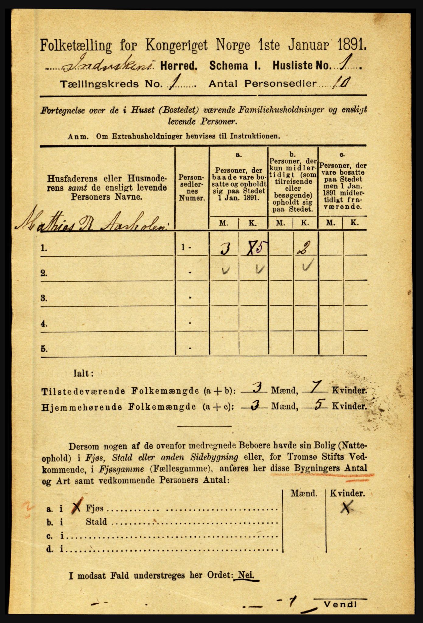 RA, 1891 census for 1447 Innvik, 1891, p. 33