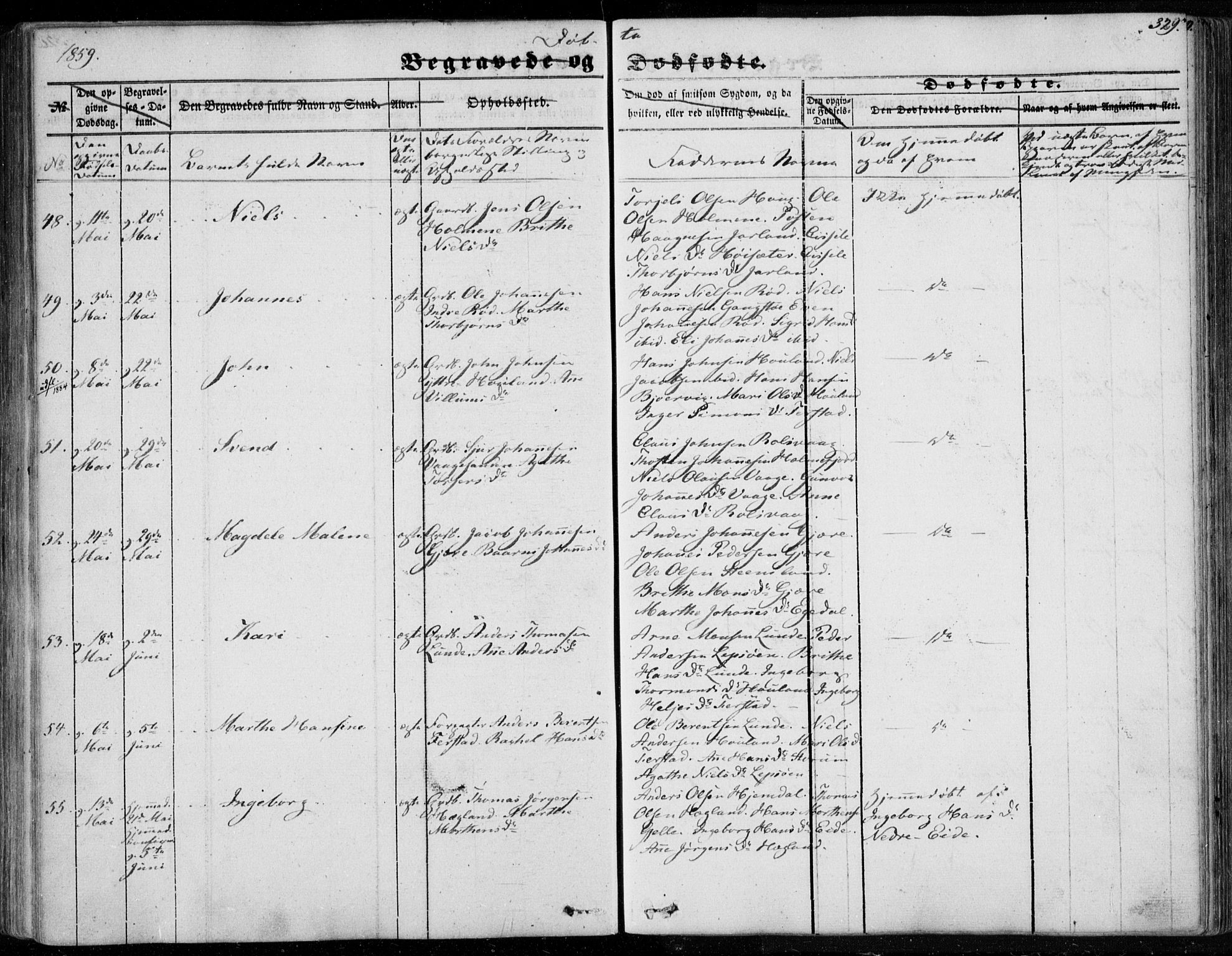 Os sokneprestembete, SAB/A-99929: Parish register (official) no. A 16, 1851-1859, p. 329