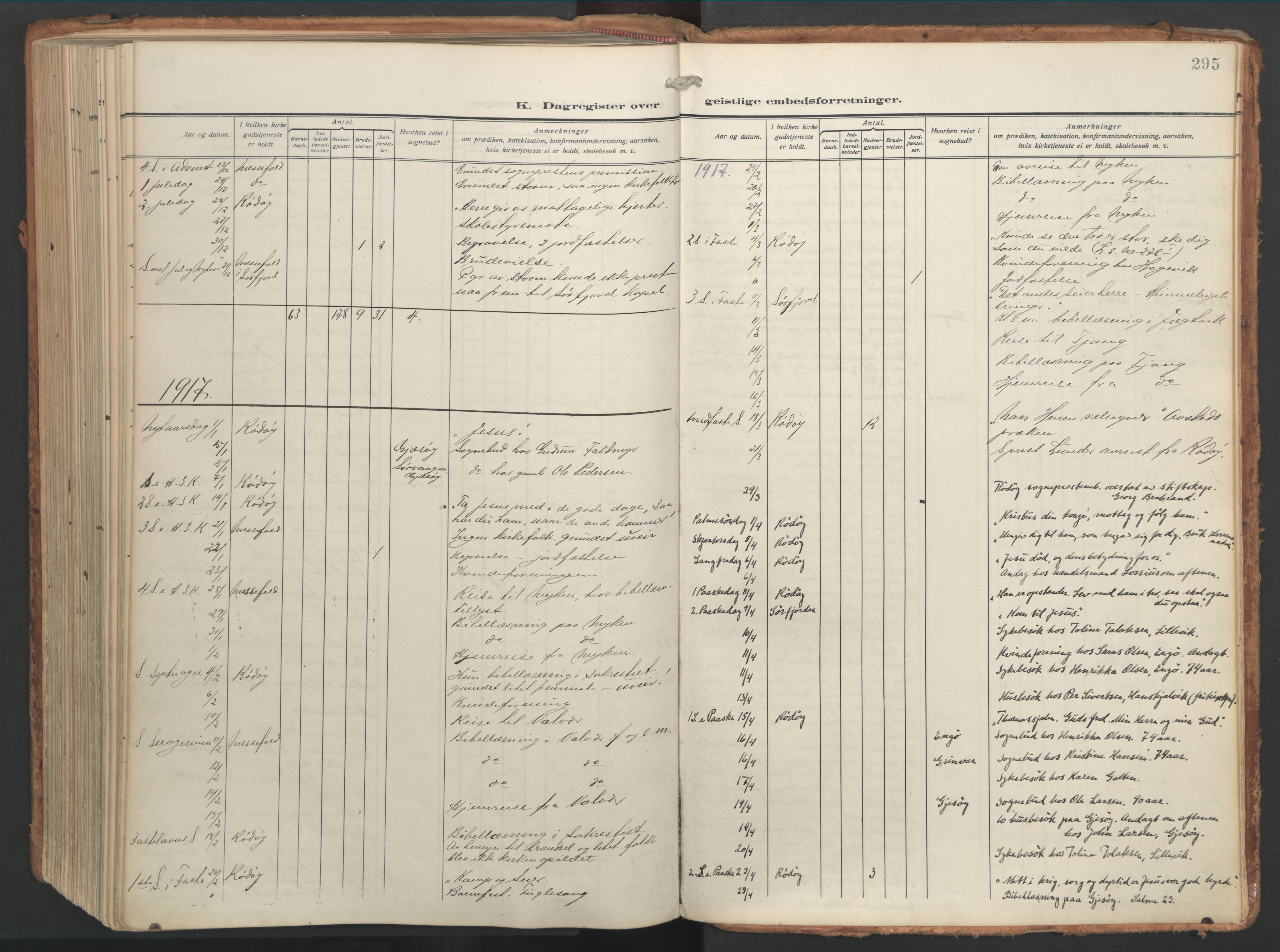 Ministerialprotokoller, klokkerbøker og fødselsregistre - Nordland, SAT/A-1459/841/L0614: Parish register (official) no. 841A17, 1911-1925, p. 295