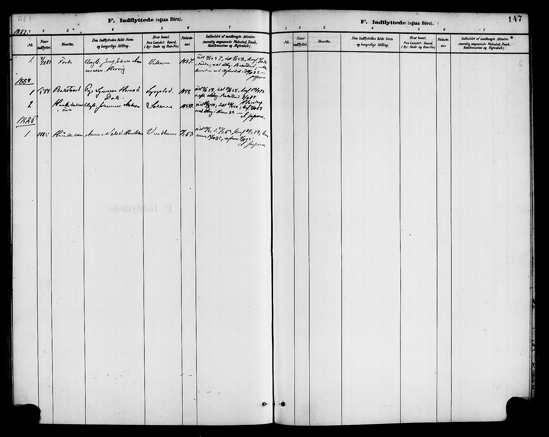 Gaular sokneprestembete, AV/SAB-A-80001/H/Haa: Parish register (official) no. D 1, 1882-1899, p. 147