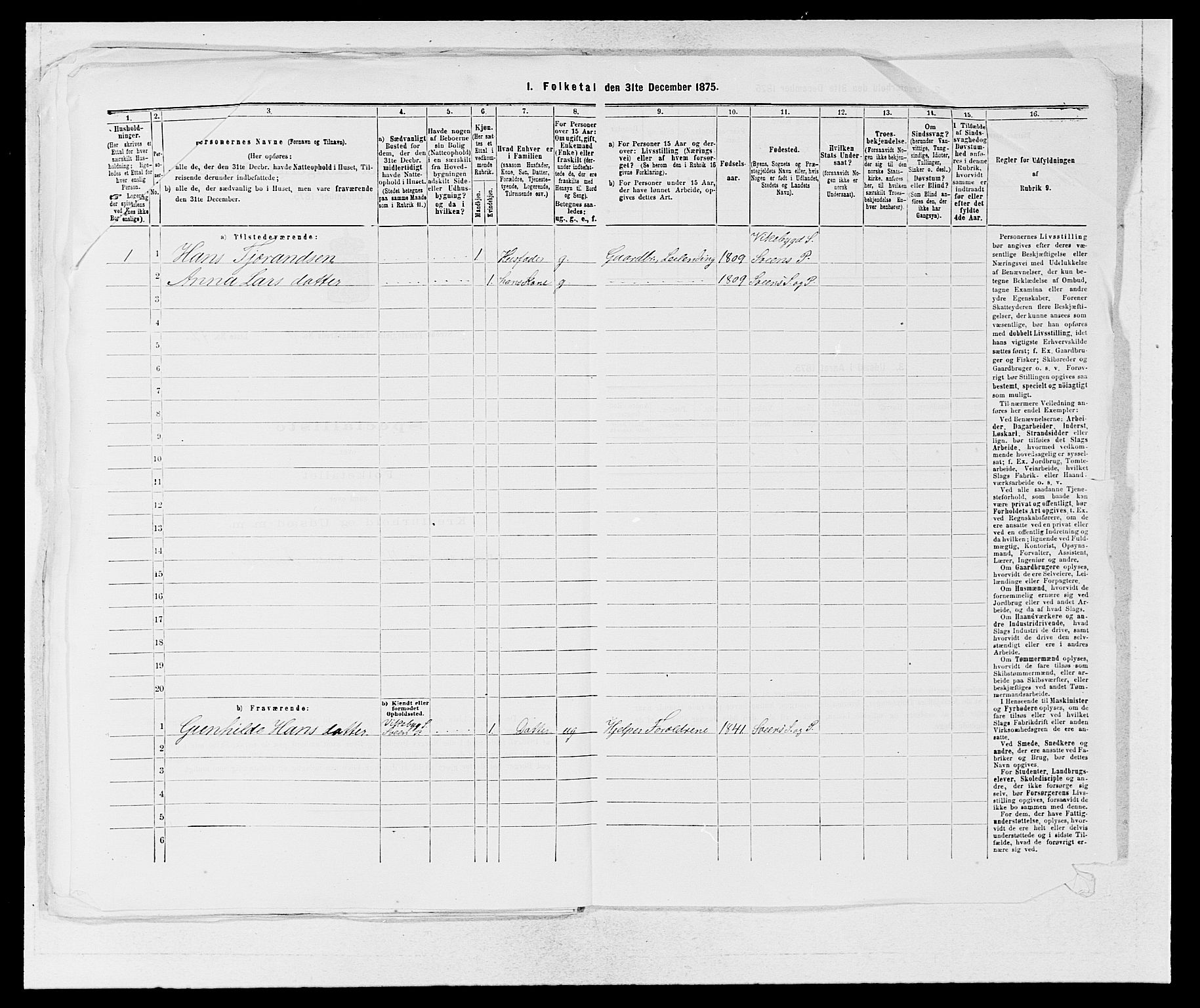 SAB, 1875 census for 1216P Sveio, 1875, p. 1244