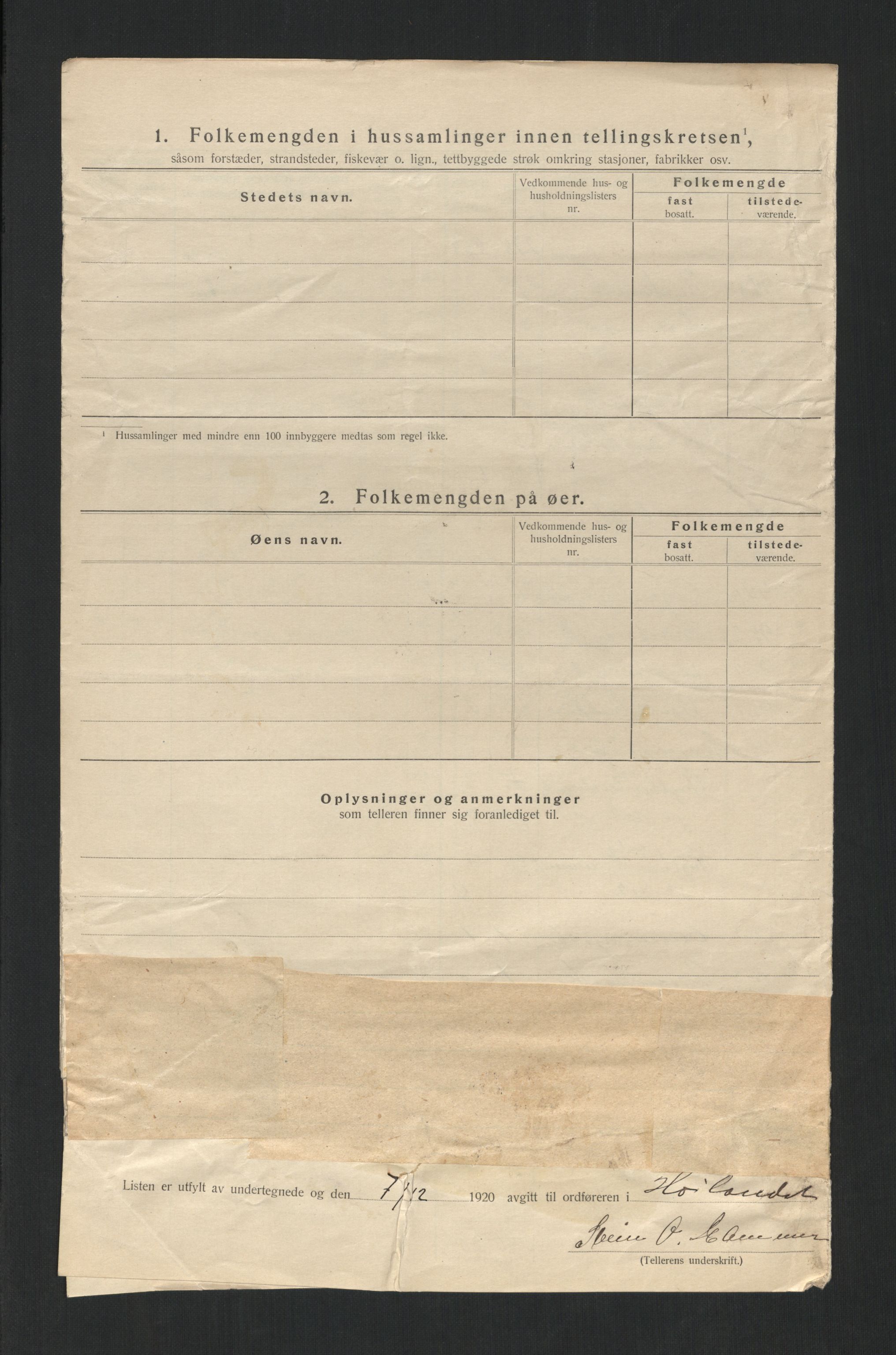 SAT, 1920 census for Høylandet, 1920, p. 12