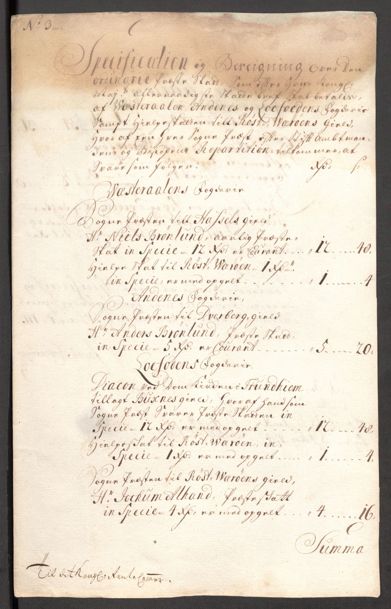 Rentekammeret inntil 1814, Reviderte regnskaper, Fogderegnskap, AV/RA-EA-4092/R67/L4679: Fogderegnskap Vesterålen, Andenes og Lofoten, 1711-1713, p. 129