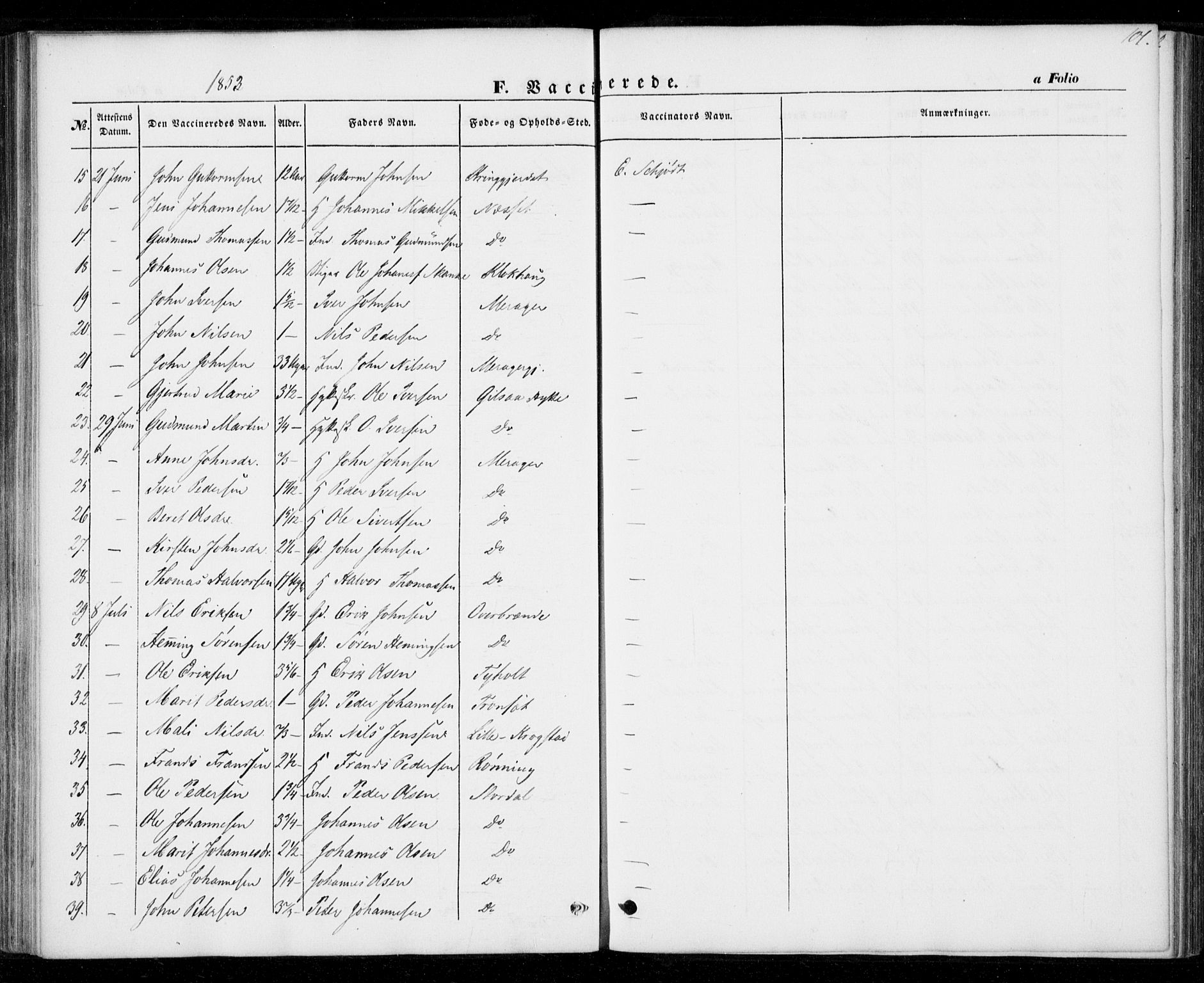 Ministerialprotokoller, klokkerbøker og fødselsregistre - Nord-Trøndelag, SAT/A-1458/706/L0040: Parish register (official) no. 706A01, 1850-1861, p. 101