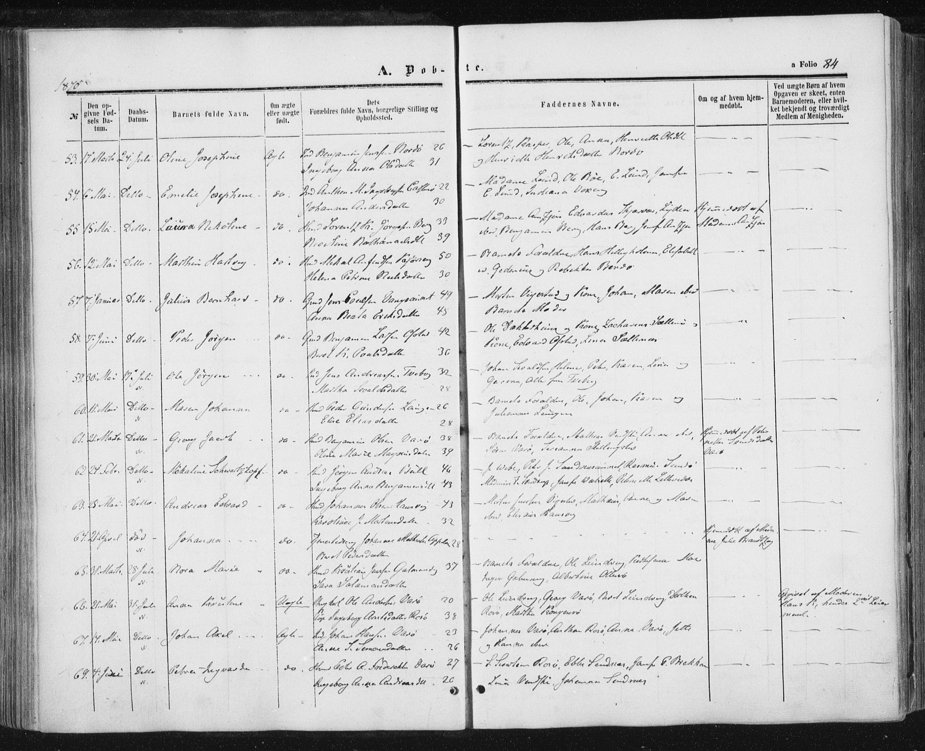 Ministerialprotokoller, klokkerbøker og fødselsregistre - Nord-Trøndelag, SAT/A-1458/784/L0670: Parish register (official) no. 784A05, 1860-1876, p. 84