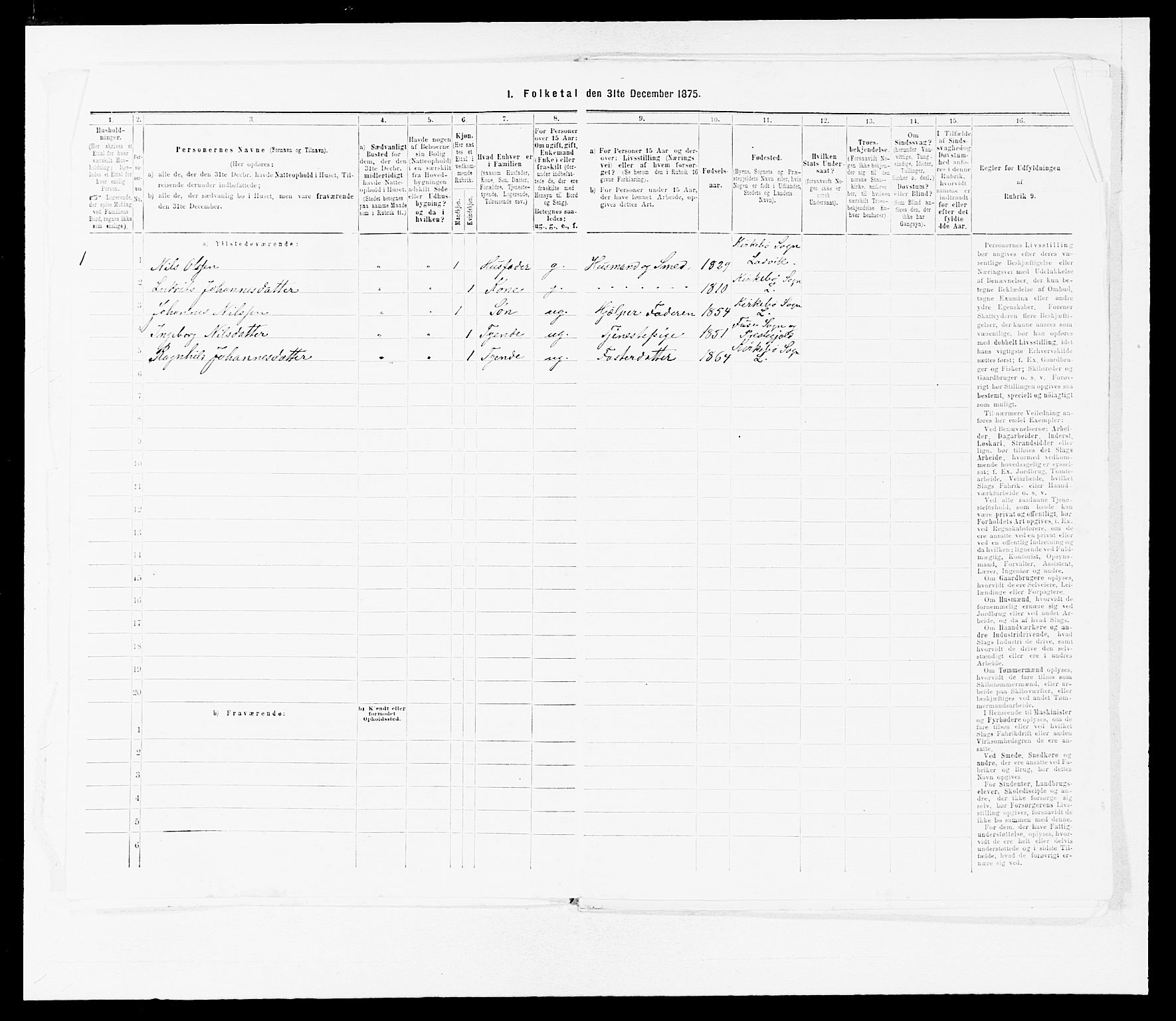 SAB, 1875 census for 1415P Lavik, 1875, p. 760