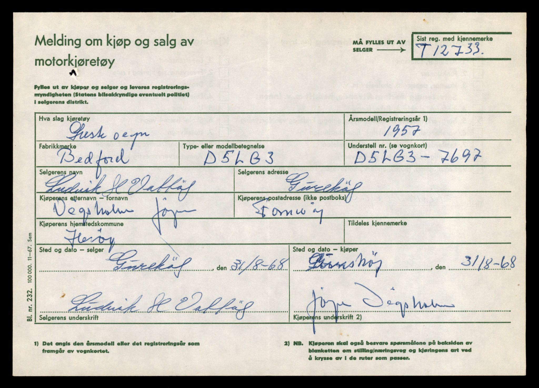 Møre og Romsdal vegkontor - Ålesund trafikkstasjon, AV/SAT-A-4099/F/Fe/L0035: Registreringskort for kjøretøy T 12653 - T 12829, 1927-1998, p. 1518