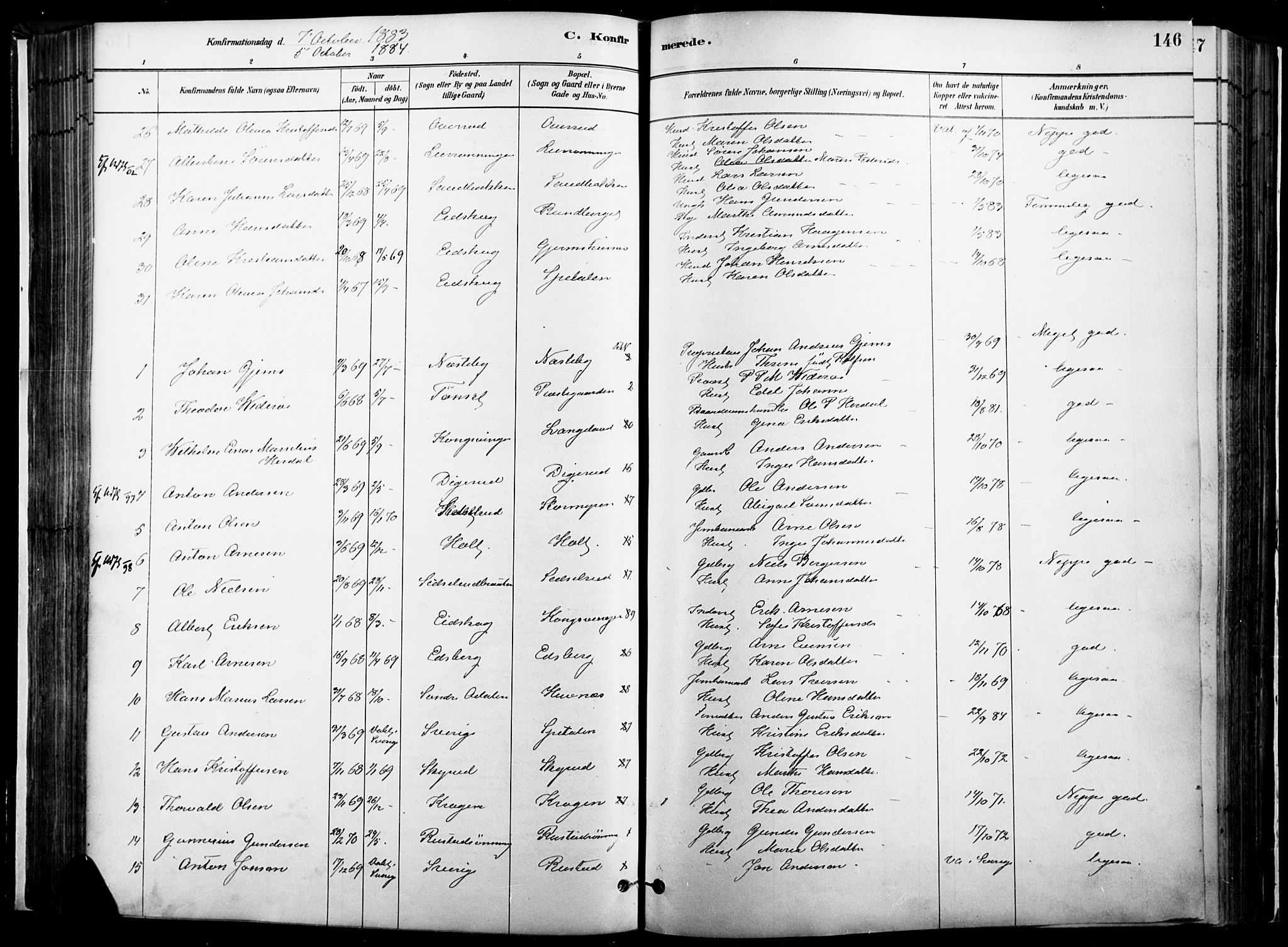 Vinger prestekontor, SAH/PREST-024/H/Ha/Haa/L0014: Parish register (official) no. 14, 1881-1900, p. 146