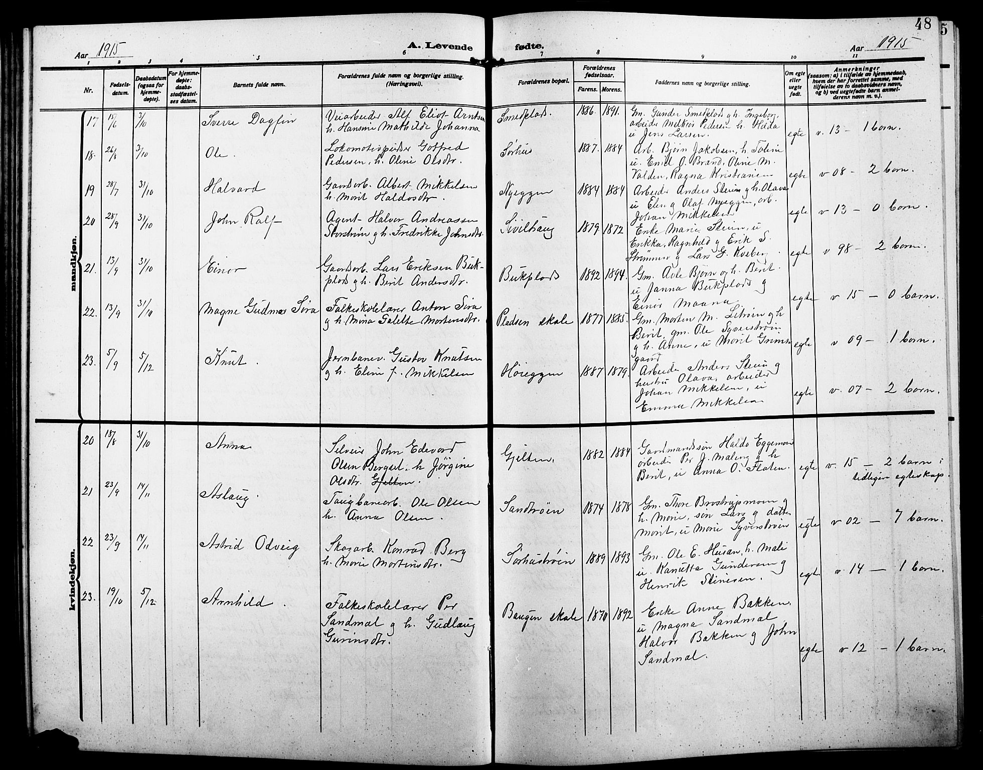 Alvdal prestekontor, AV/SAH-PREST-060/H/Ha/Hab/L0005: Parish register (copy) no. 5, 1908-1923, p. 48