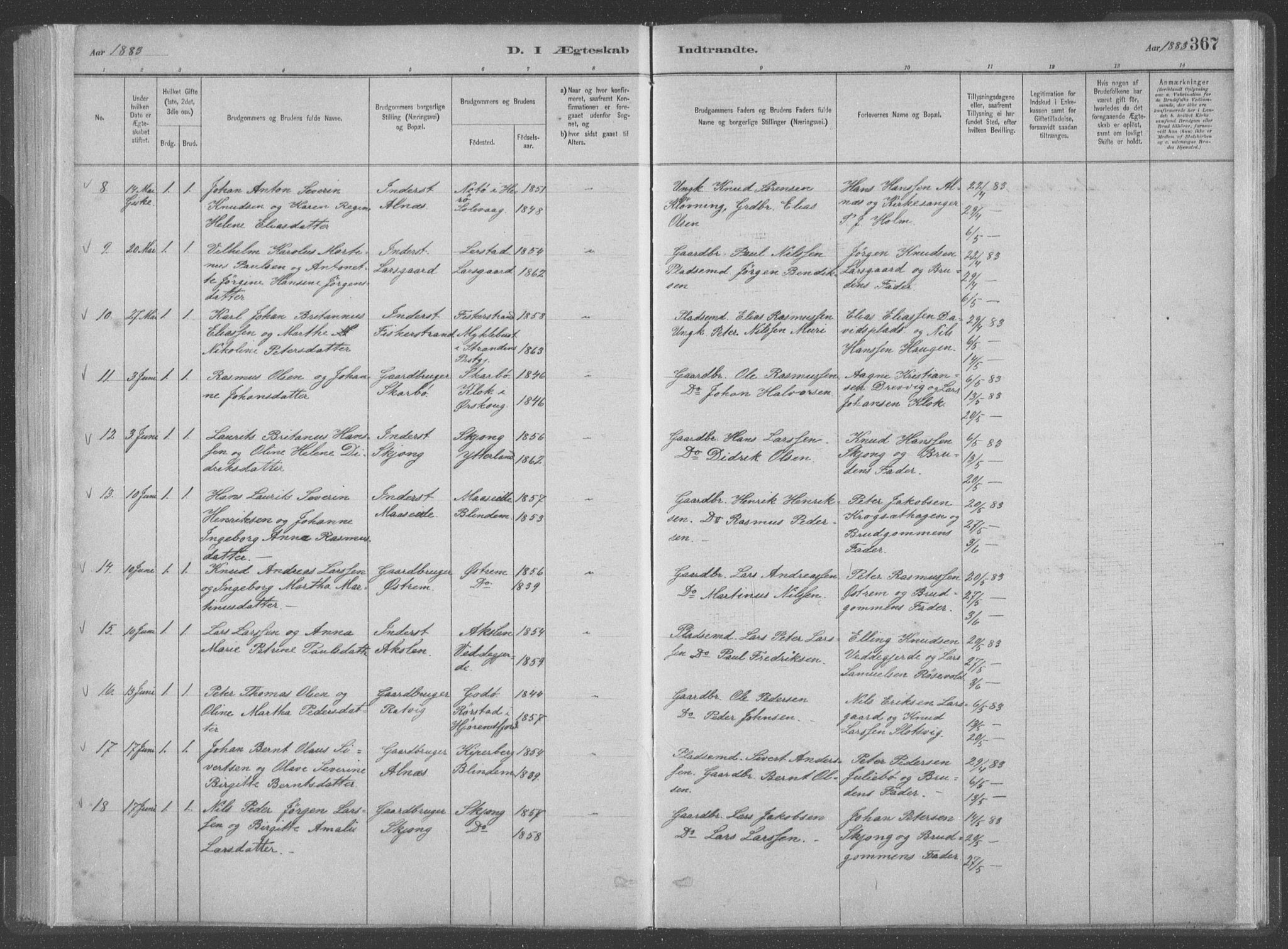 Ministerialprotokoller, klokkerbøker og fødselsregistre - Møre og Romsdal, SAT/A-1454/528/L0402: Parish register (official) no. 528A12II, 1880-1903, p. 367