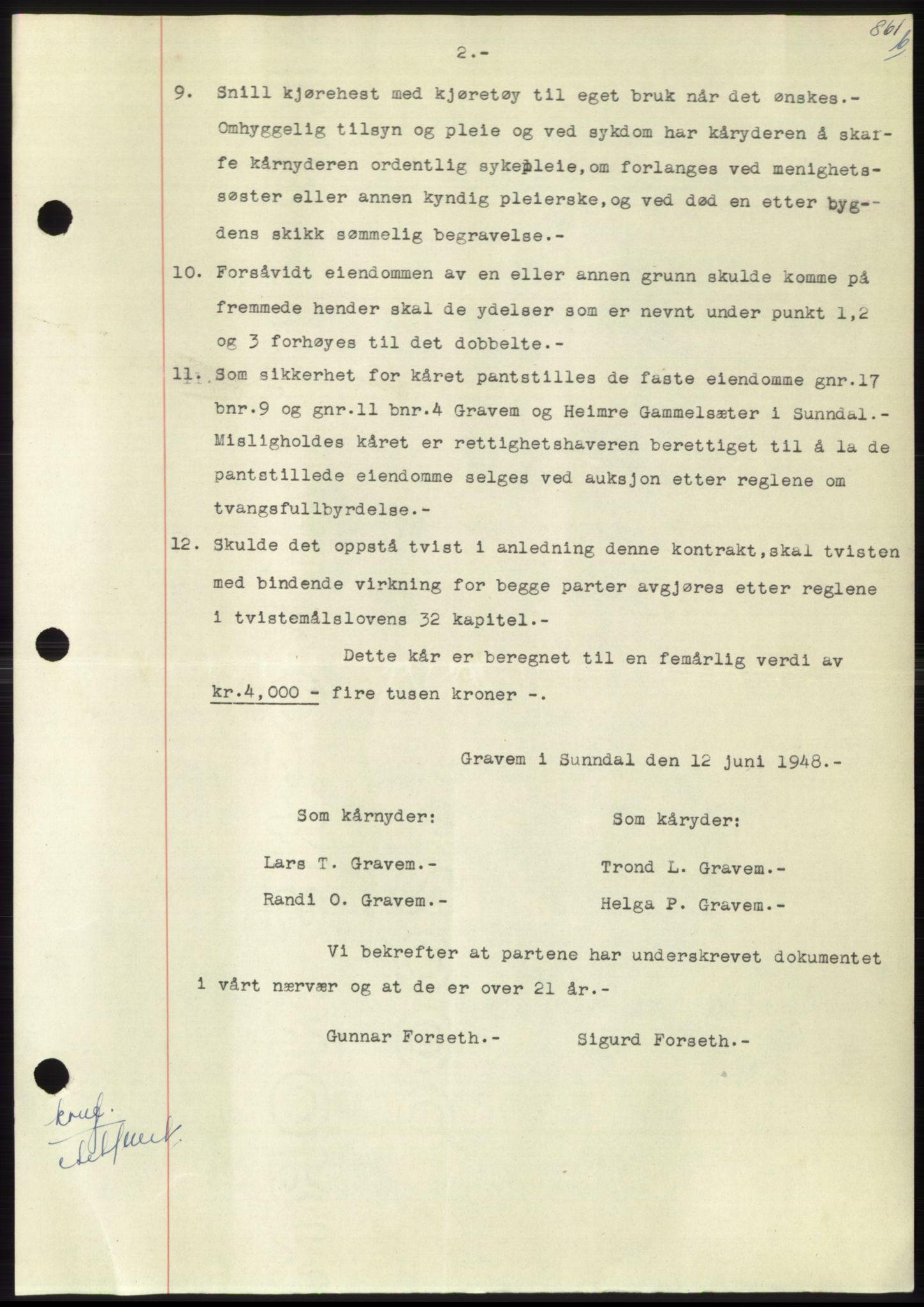 Nordmøre sorenskriveri, AV/SAT-A-4132/1/2/2Ca: Mortgage book no. B100, 1948-1949, Diary no: : 3195/1948