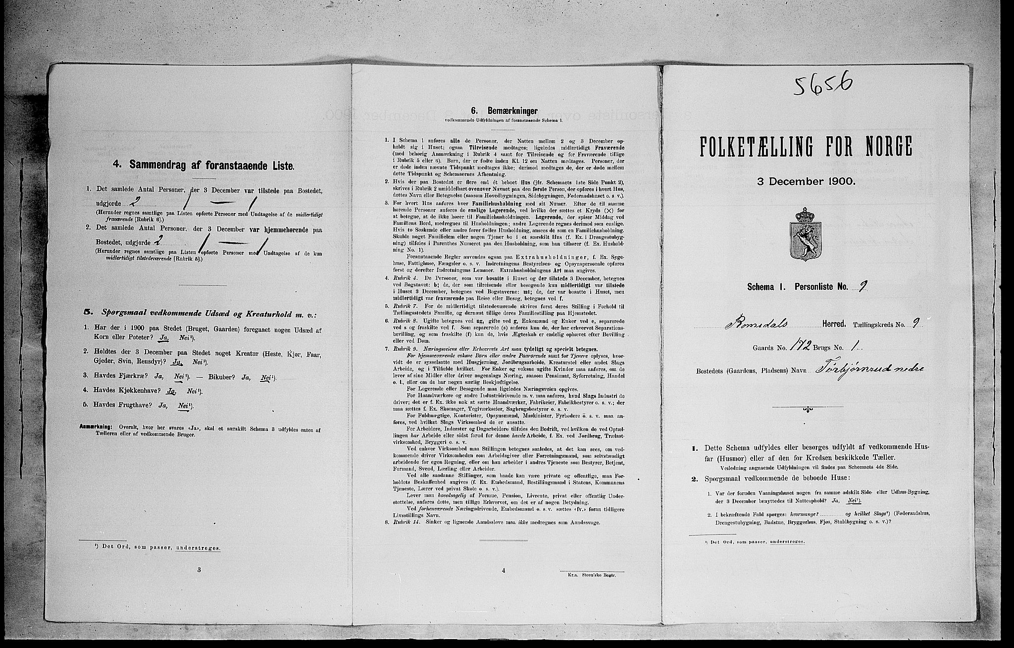 SAH, 1900 census for Romedal, 1900, p. 1362