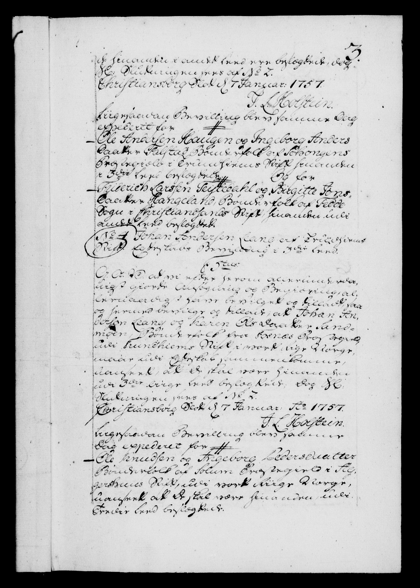 Danske Kanselli 1572-1799, AV/RA-EA-3023/F/Fc/Fca/Fcaa/L0040: Norske registre, 1757-1759, p. 3a