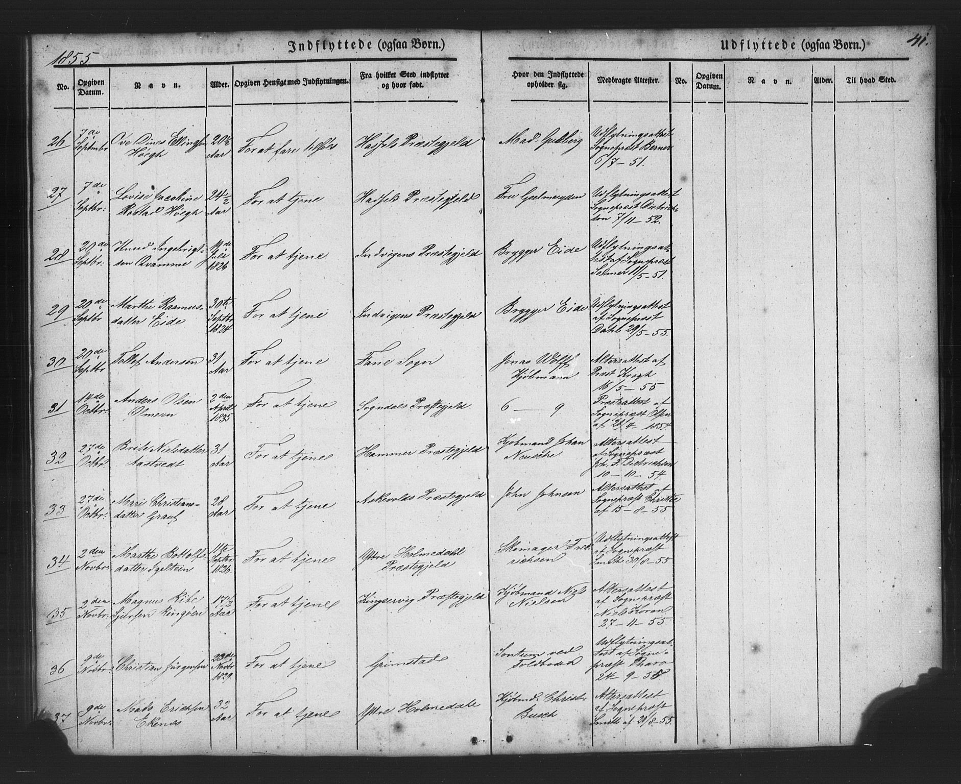 Nykirken Sokneprestembete, SAB/A-77101/H/Haa/L0049: Parish register (official) no. G 1, 1838-1860, p. 41