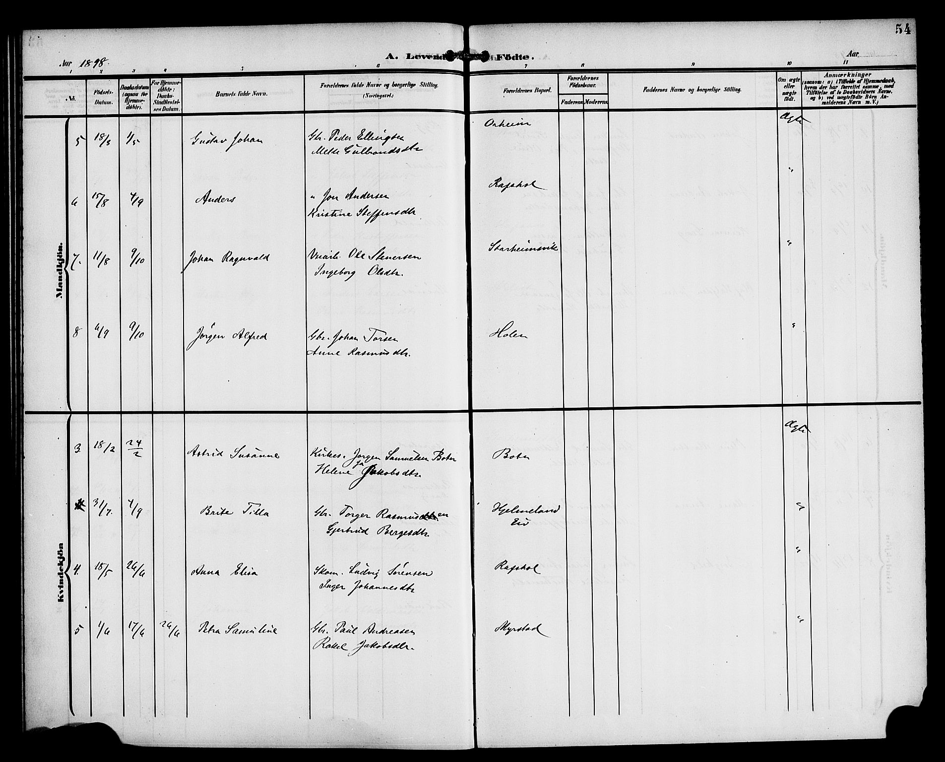 Eid sokneprestembete, AV/SAB-A-82301/H/Haa/Haac/L0001: Parish register (official) no. C 1, 1879-1899, p. 54